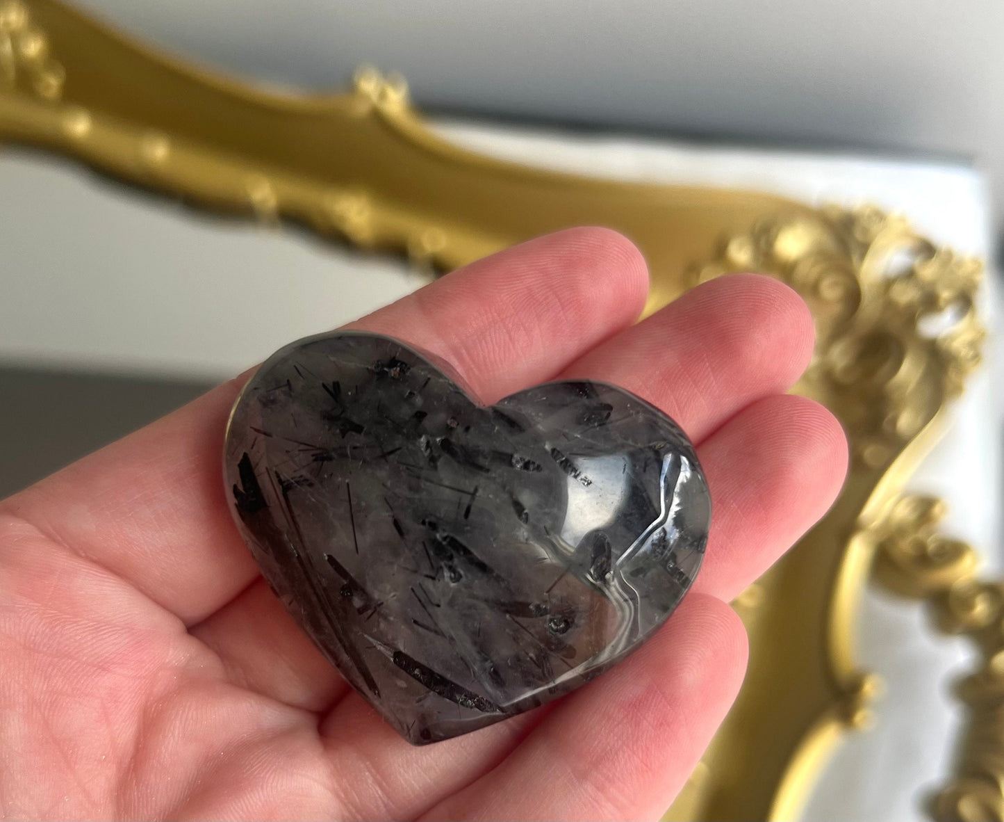 Tourmaline in Quartz Puffy Heart Carvings | Tourmalated Quartz Heart You Choose