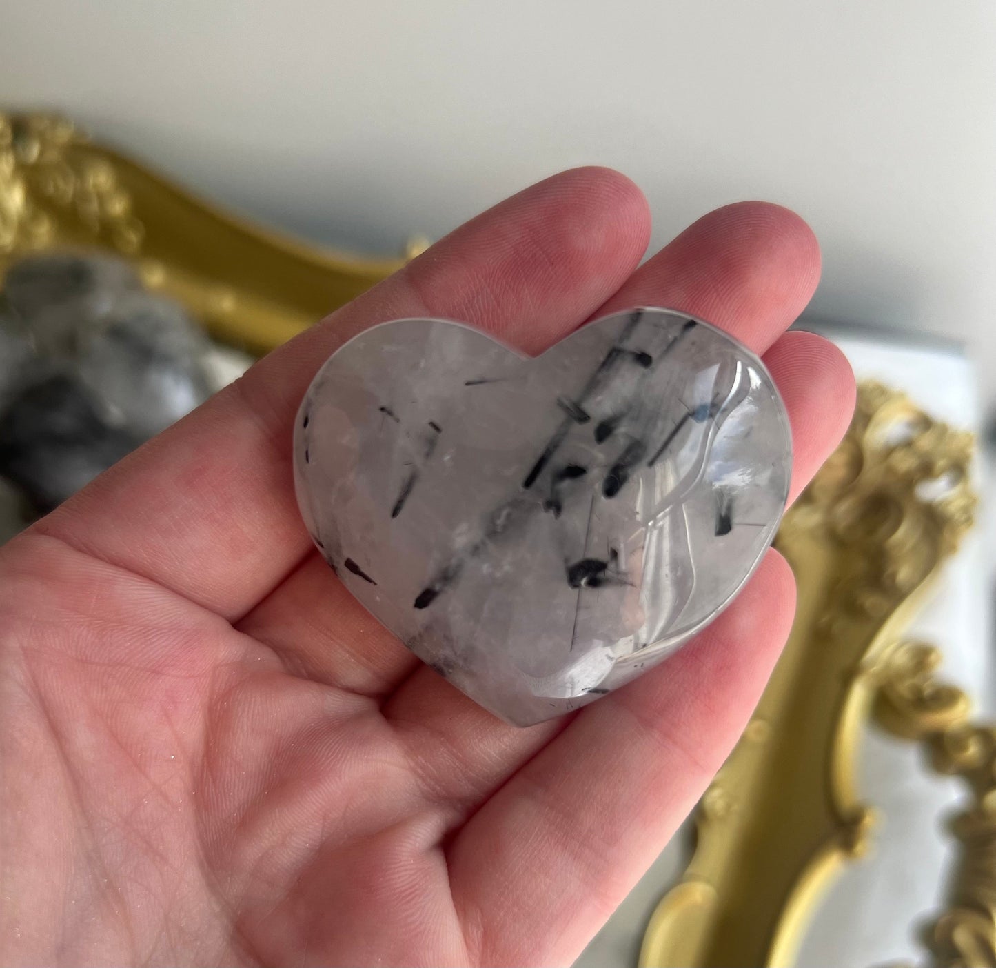 Tourmaline in Quartz Puffy Heart Carvings | Tourmalated Quartz Heart You Choose