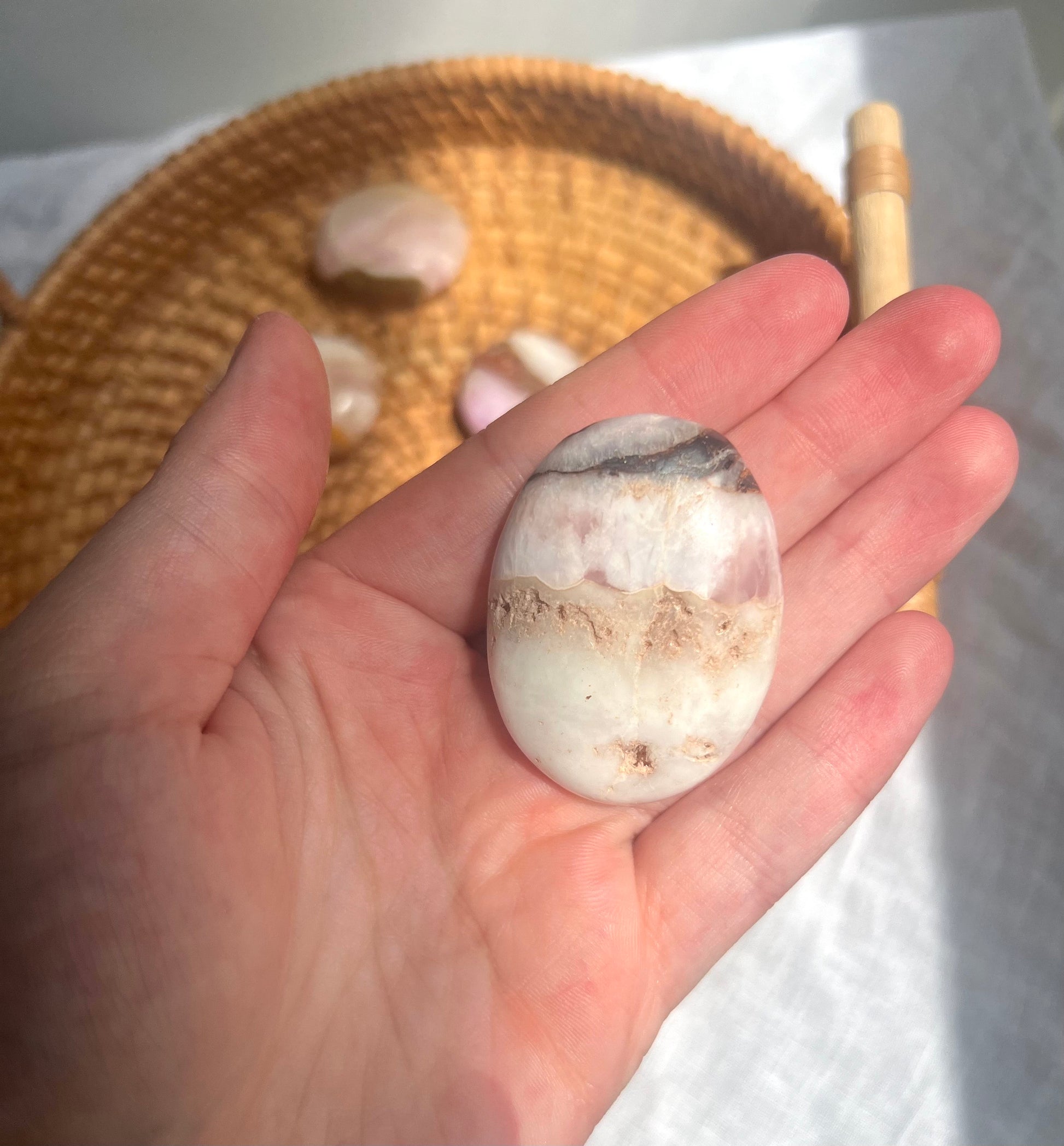 Beautiful Small Pink Aragonite Palm Stone From Pakistan