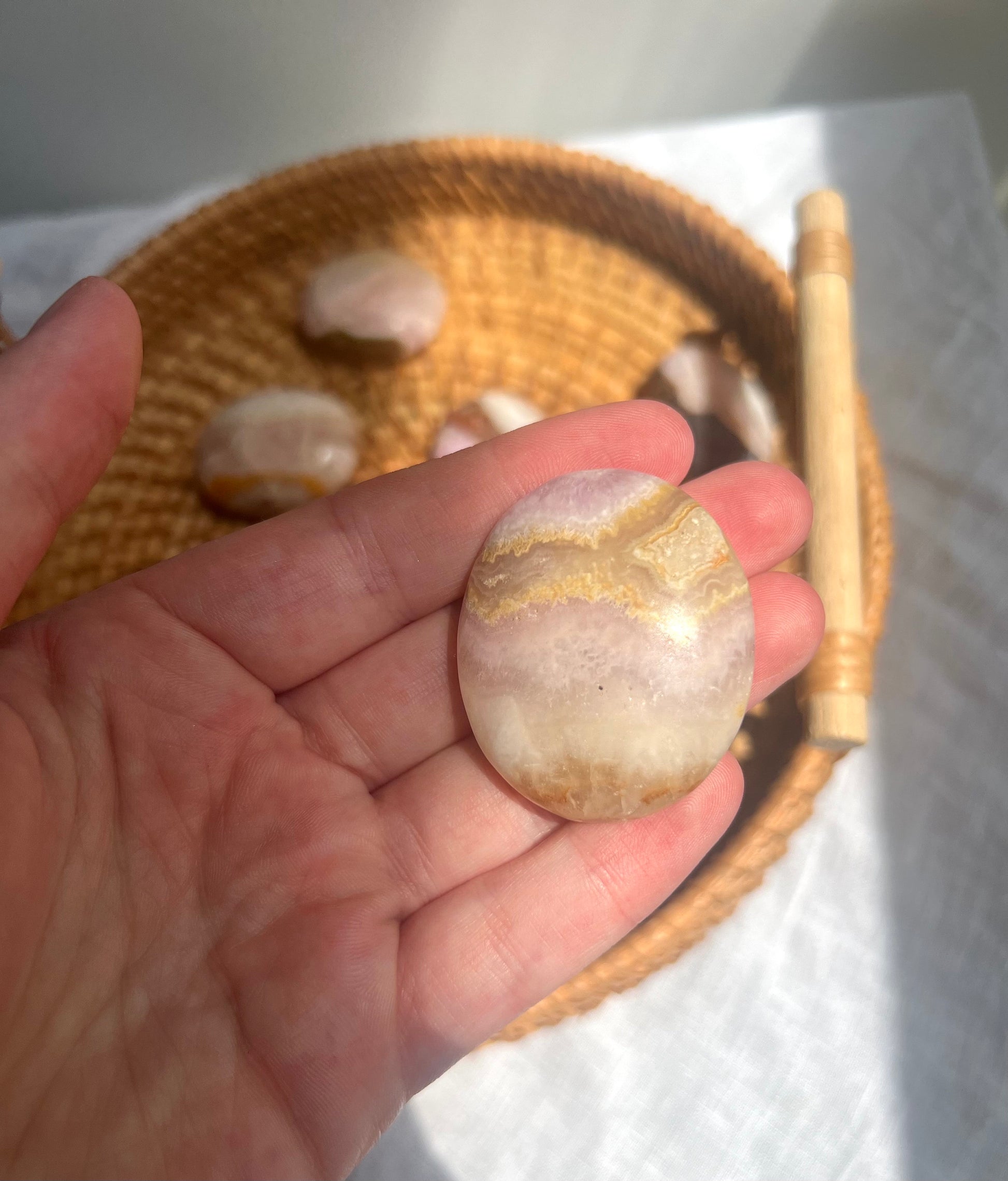 Beautiful Small Pink Aragonite Palm Stone From Pakistan