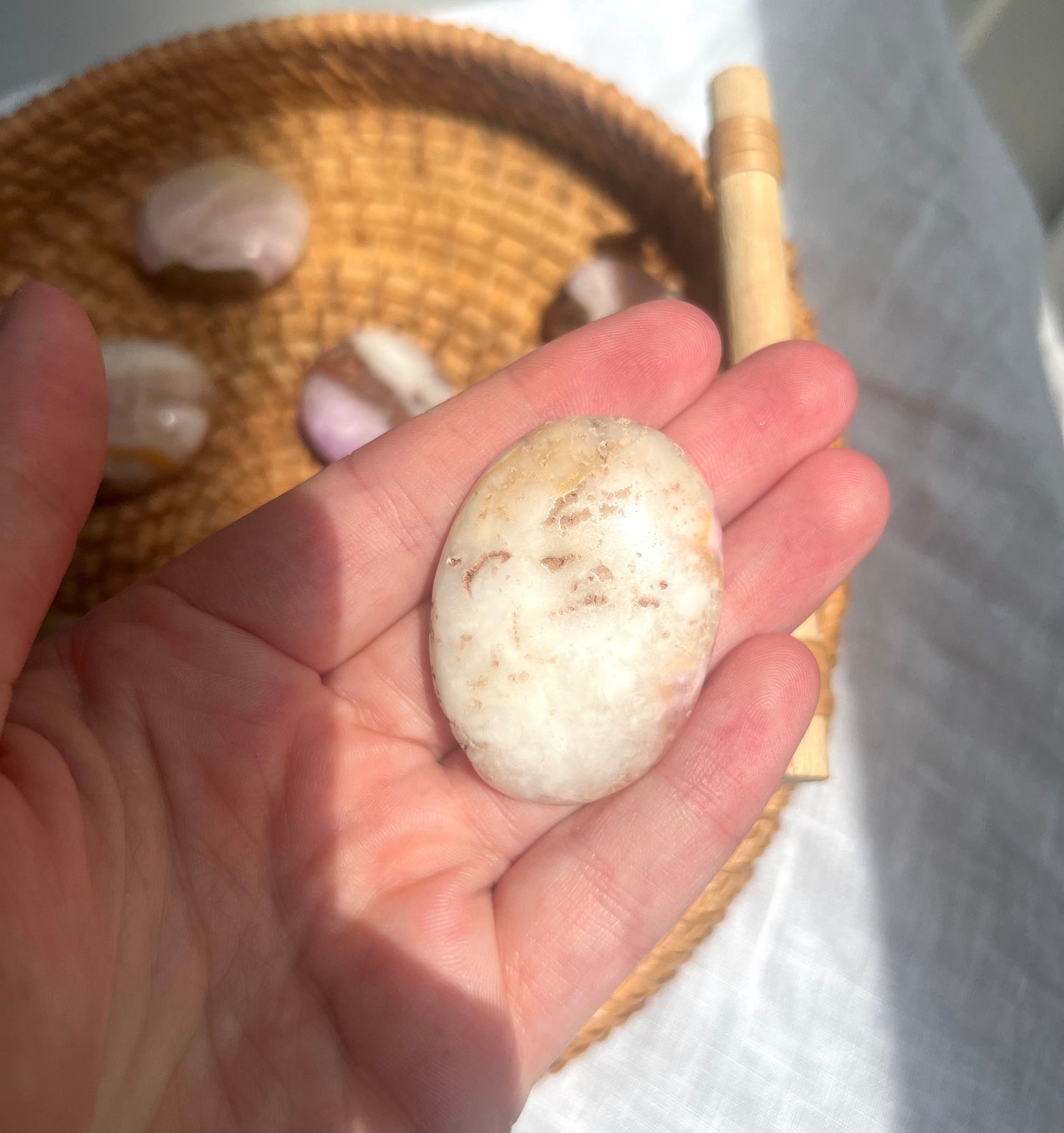 Beautiful Small Pink Aragonite Palm Stone From Pakistan
