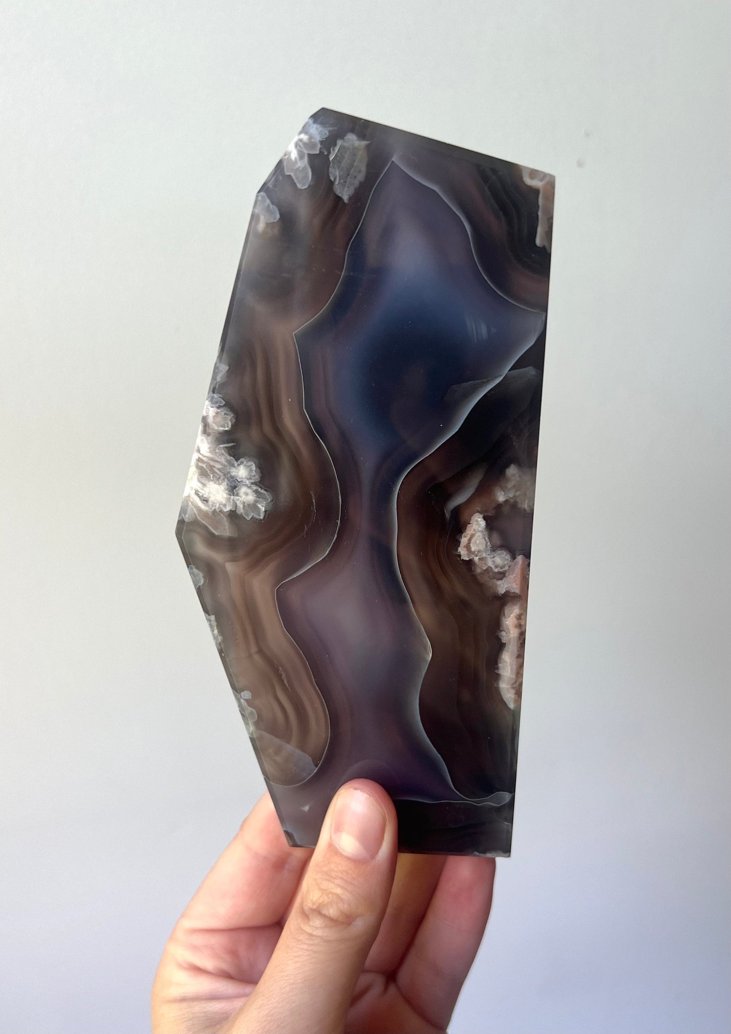High Quality Blue Flower Agate Slab | AAA Blue and Black Flower Agate Slice