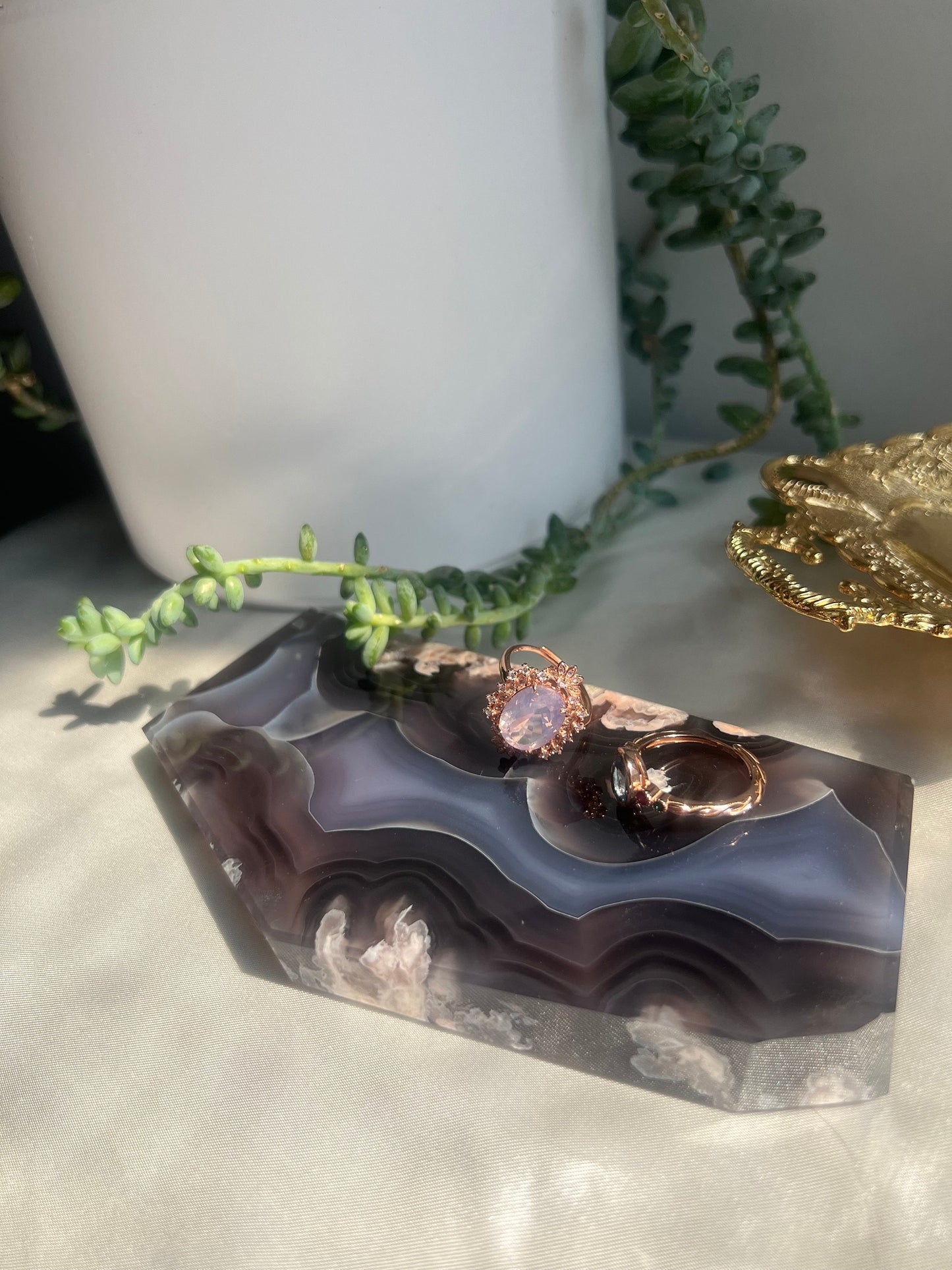 High Quality Blue Flower Agate Slab | AAA Blue and Black Flower Agate Slice