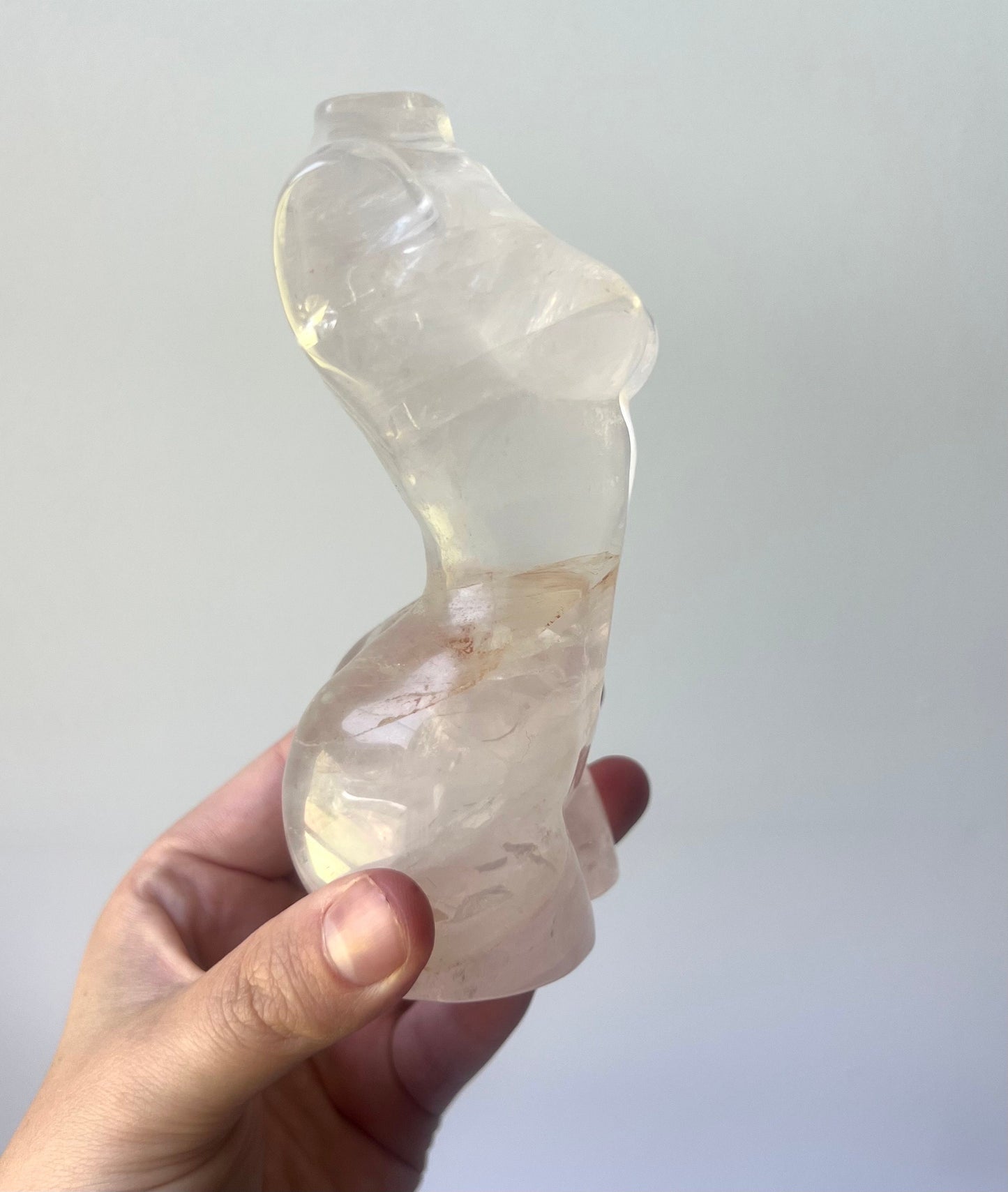 XL Stunning Rose Quartz Goddess Carving | Transparent Rose Quartz Lady Body Statue Female Torso
