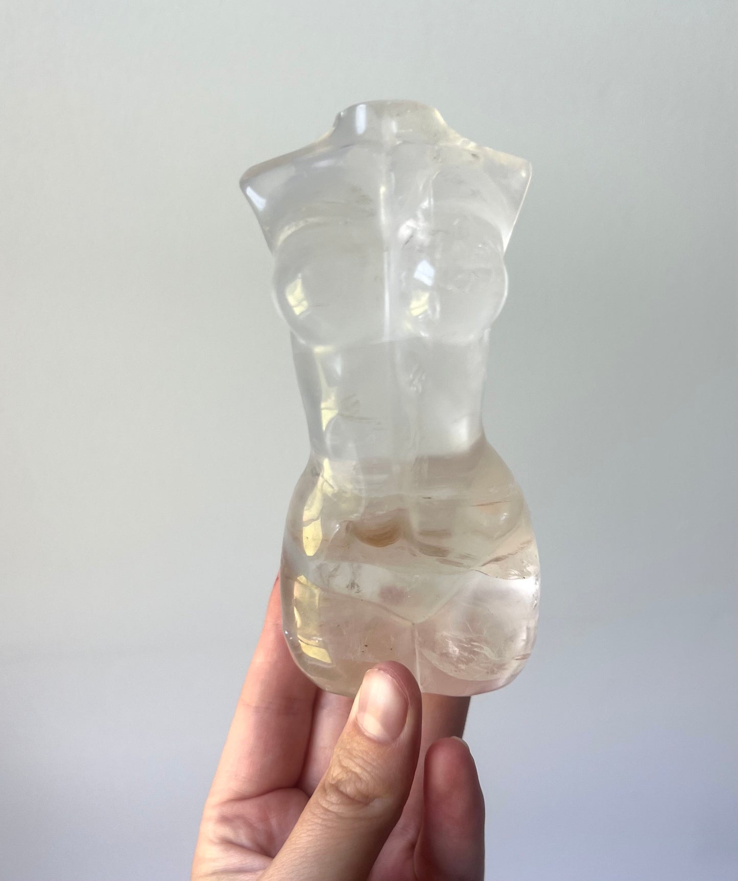 XL Stunning Rose Quartz Goddess Carving | Transparent Rose Quartz Lady Body Statue Female Torso