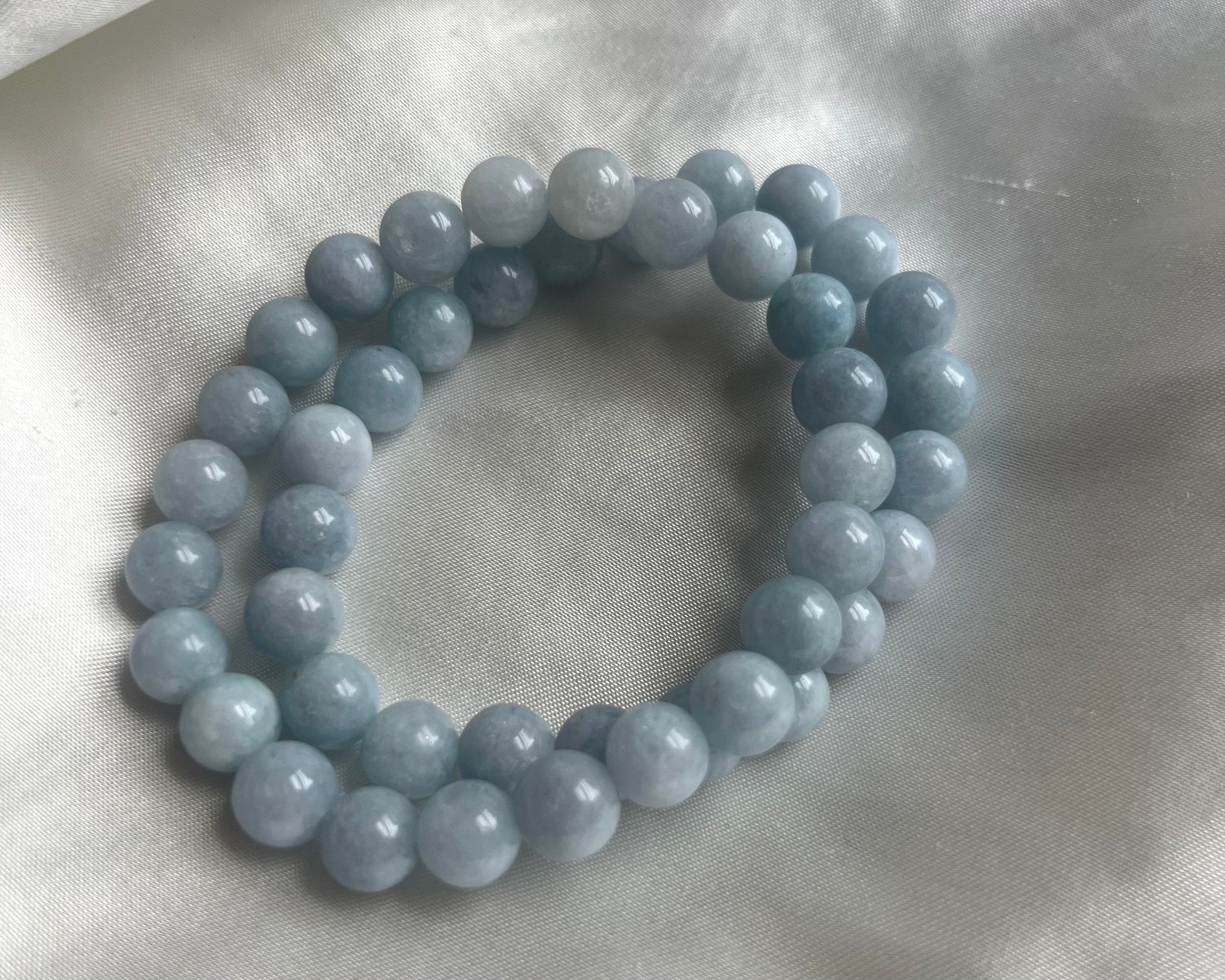 Aquamarine Beaded Bracelet 8mm Beads Hand-Crafted Gemstone Bracelet