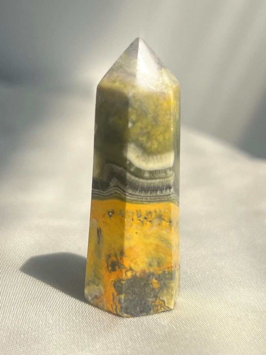 Mini Bumblebee Jasper Tower Carving | Small Bumble Bee Jasper Point