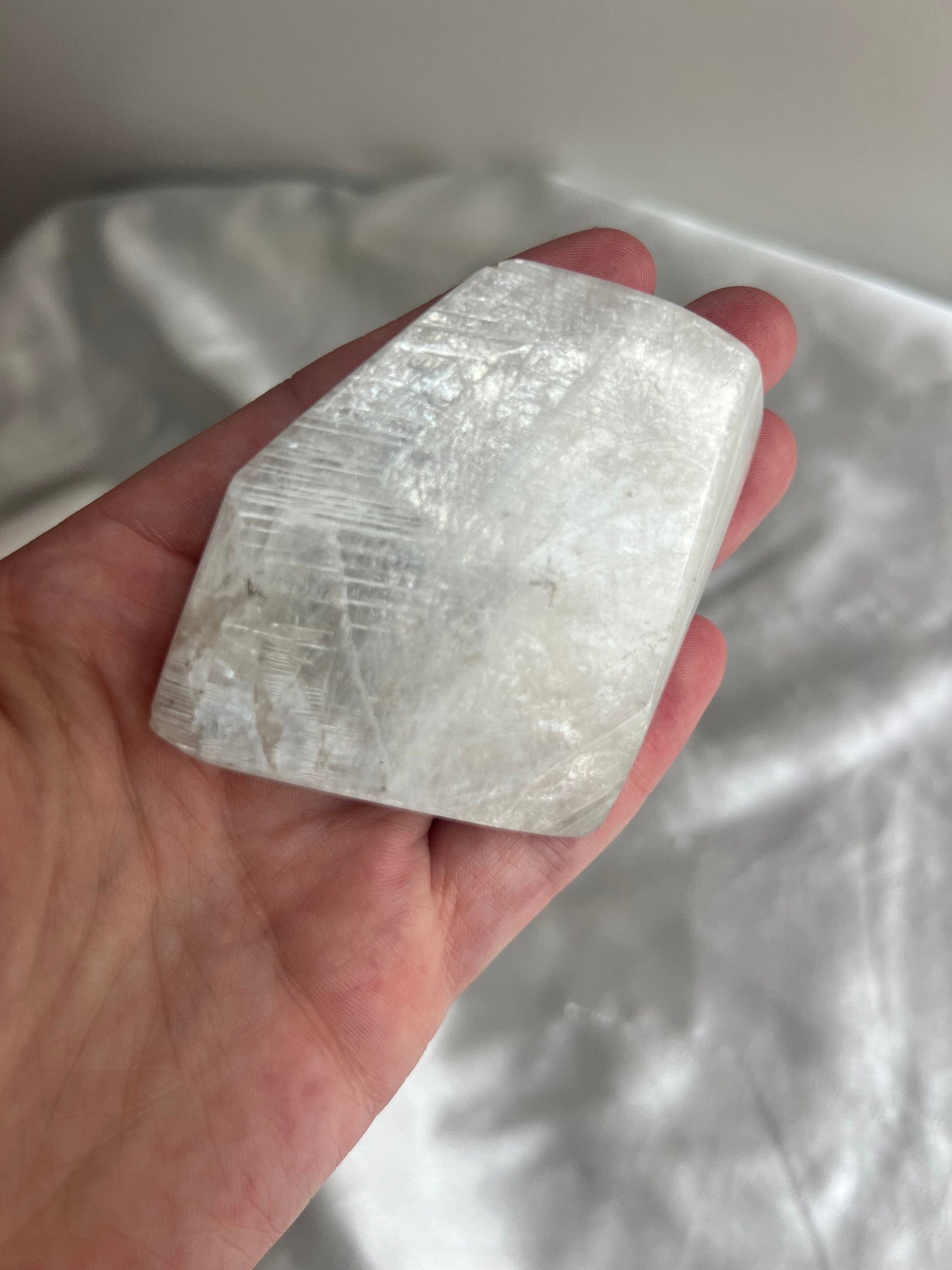 Stunning Moonstone Freeform with Shimmering White and Blue Flash