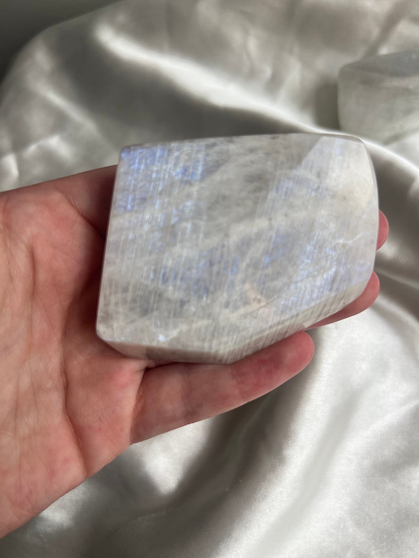 Stunning Moonstone Freeform with Shimmering White and Blue Flash