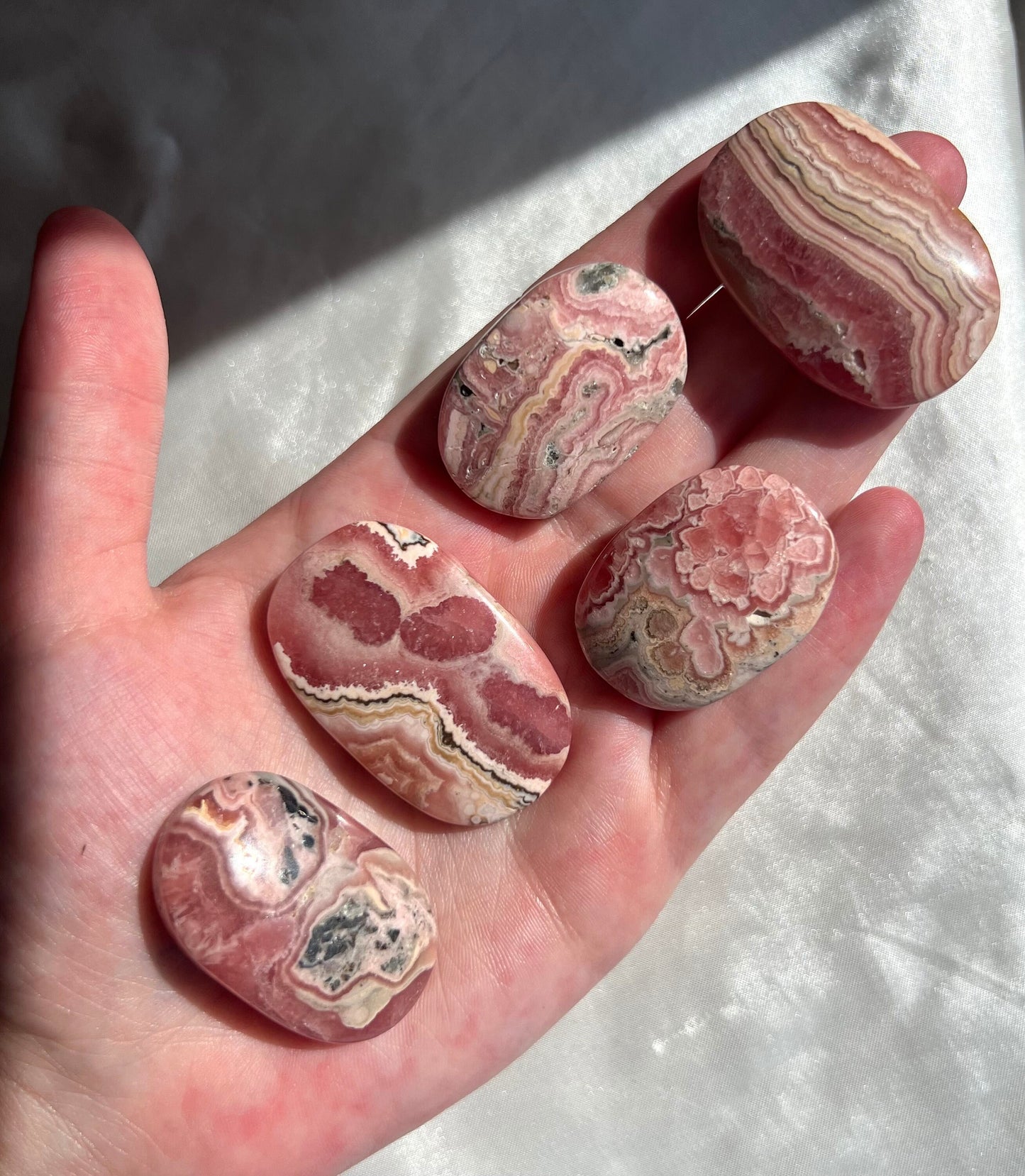 Rhodochrosite Palm Stone with Gorgeous Banding