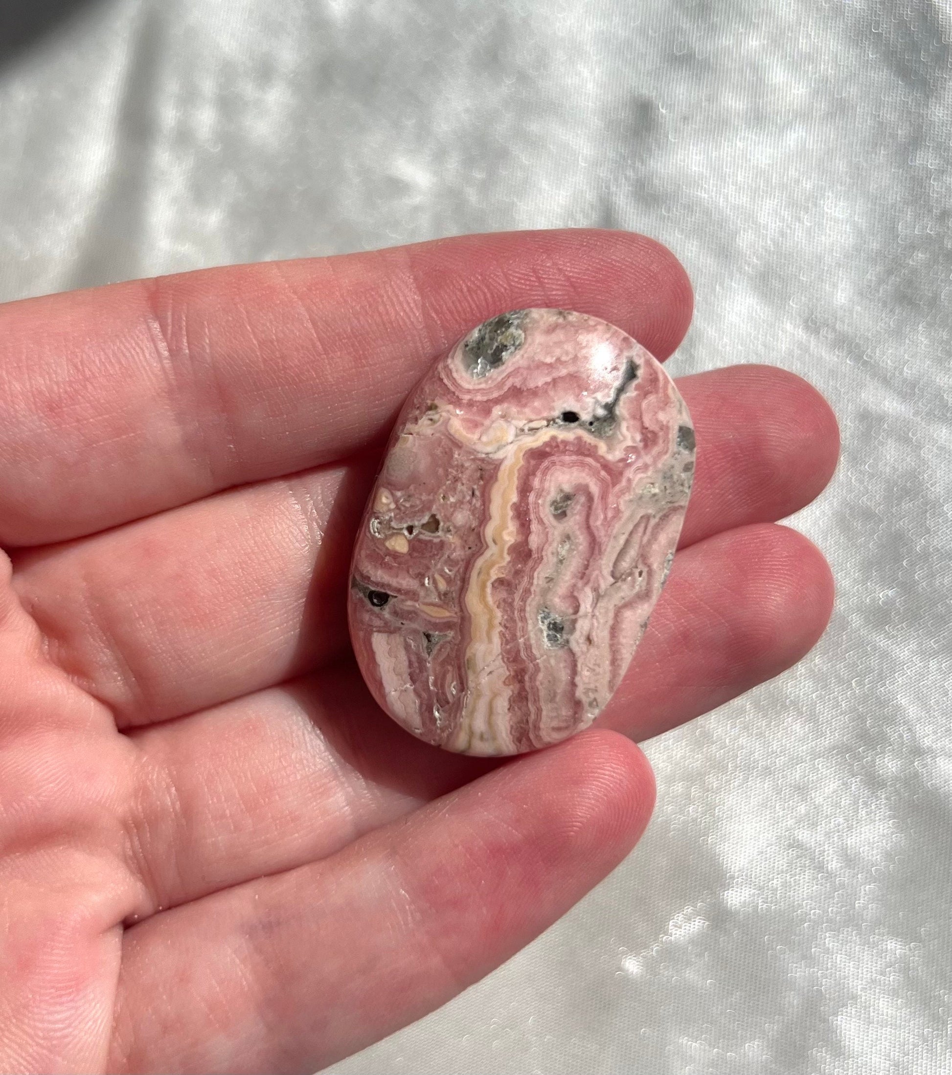Beautiful Rhodochrosite Palm Stone from Argentina | Rhodochrosite Palmstone
