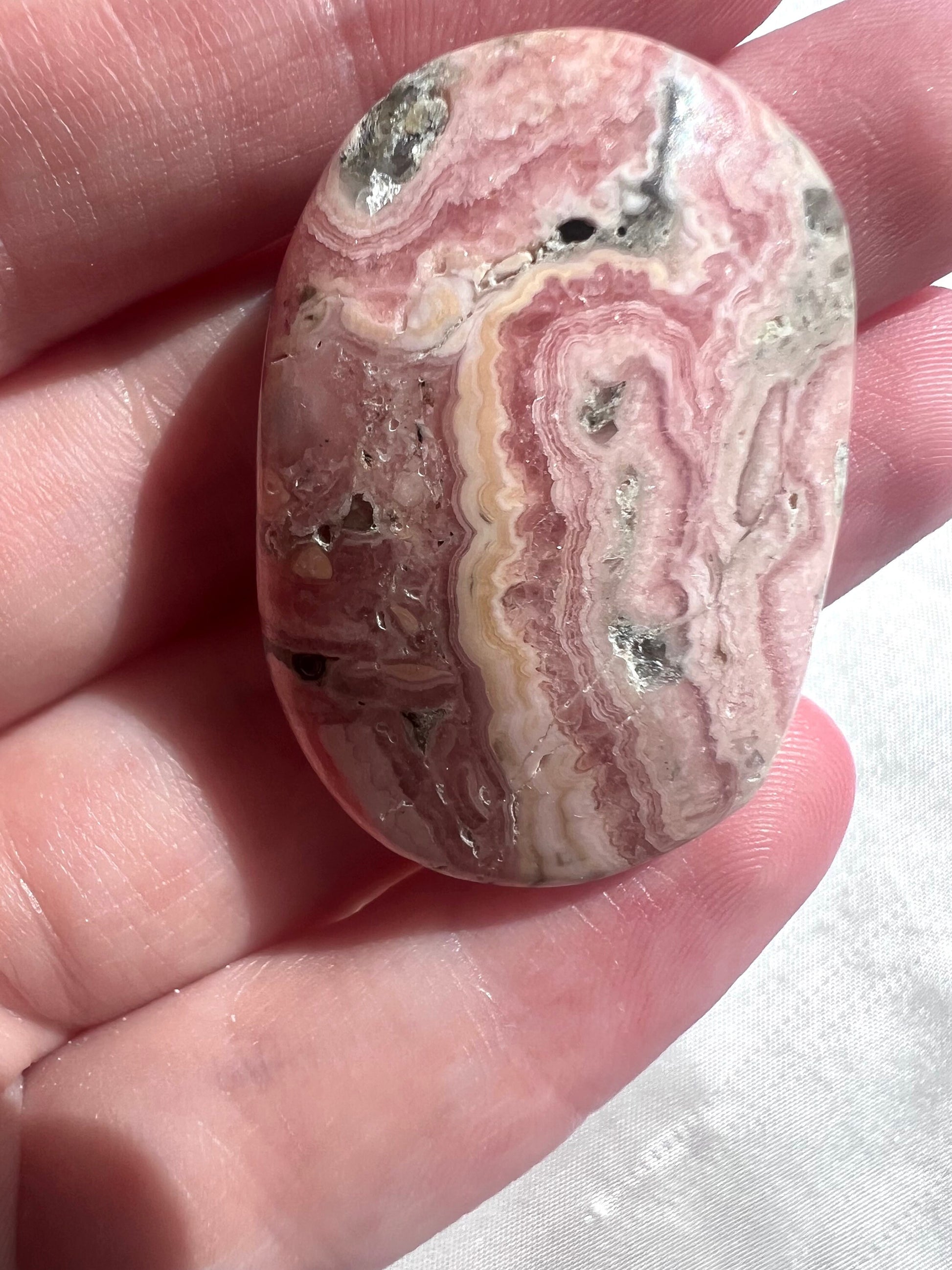Beautiful Rhodochrosite Palm Stone from Argentina | Rhodochrosite Palmstone