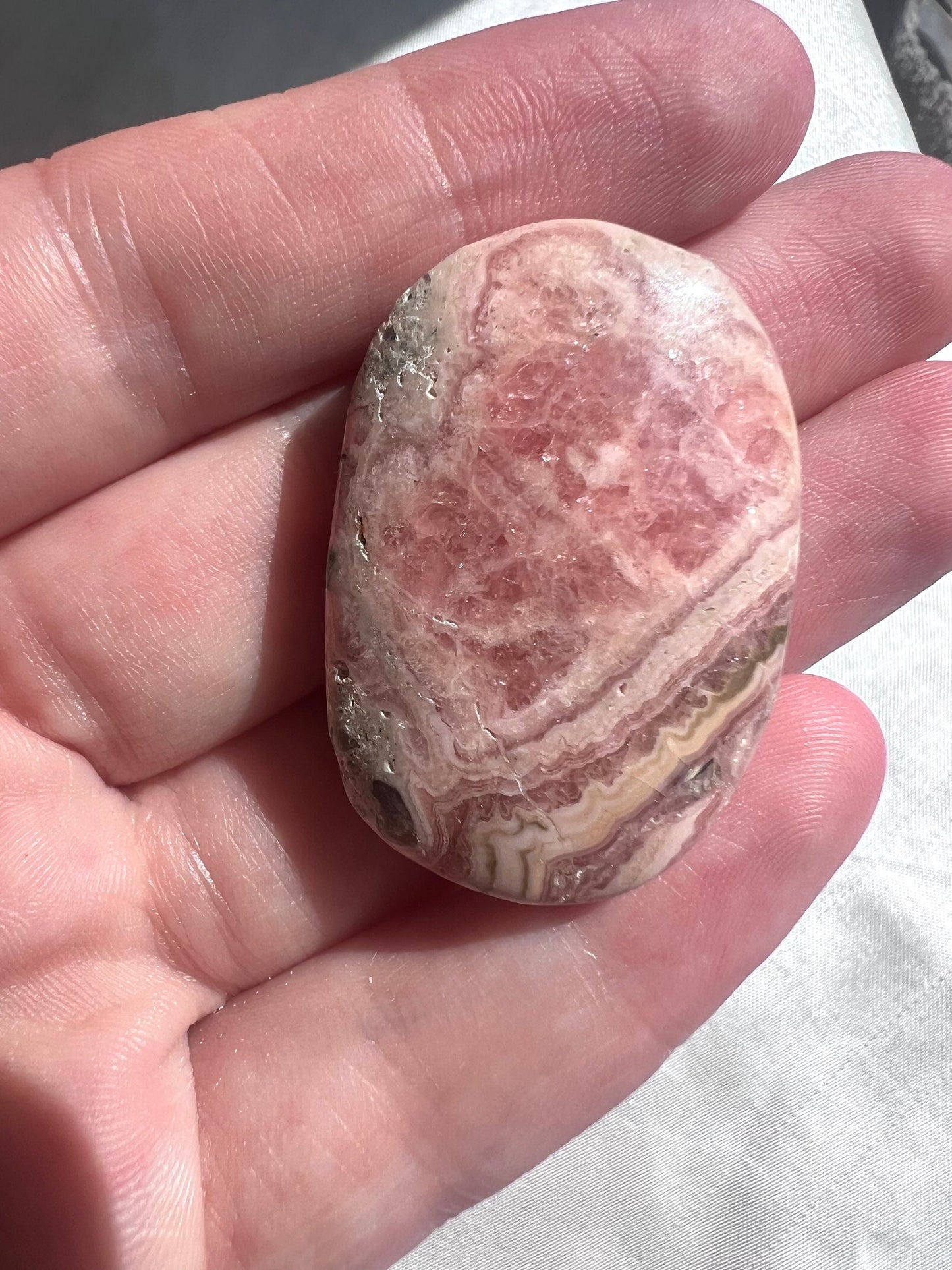 Beautiful Rhodochrosite Palm Stone from Argentina | Rhodochrosite Palmstone
