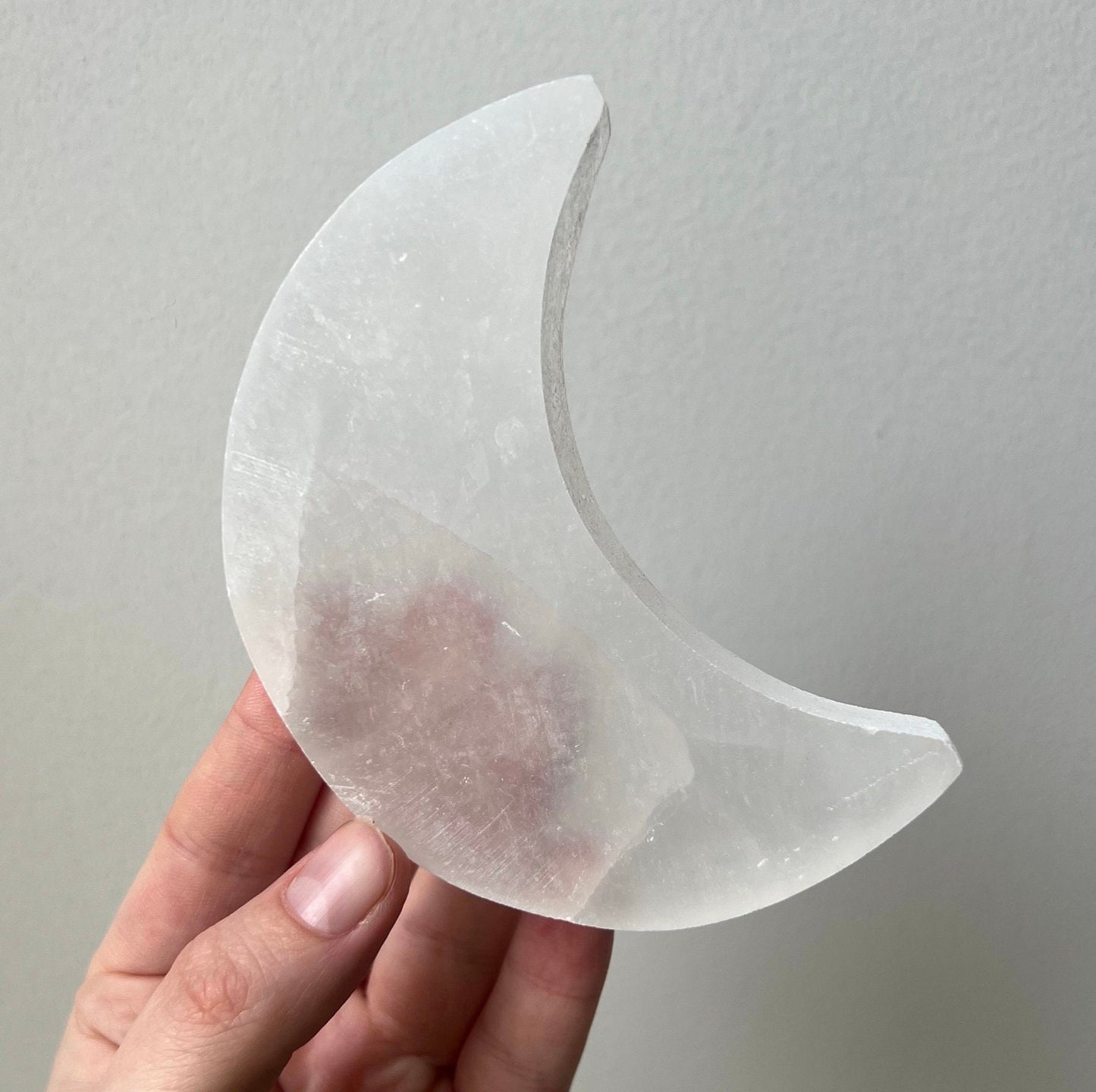 Selenite Crescent Moon Flat Carving Slab