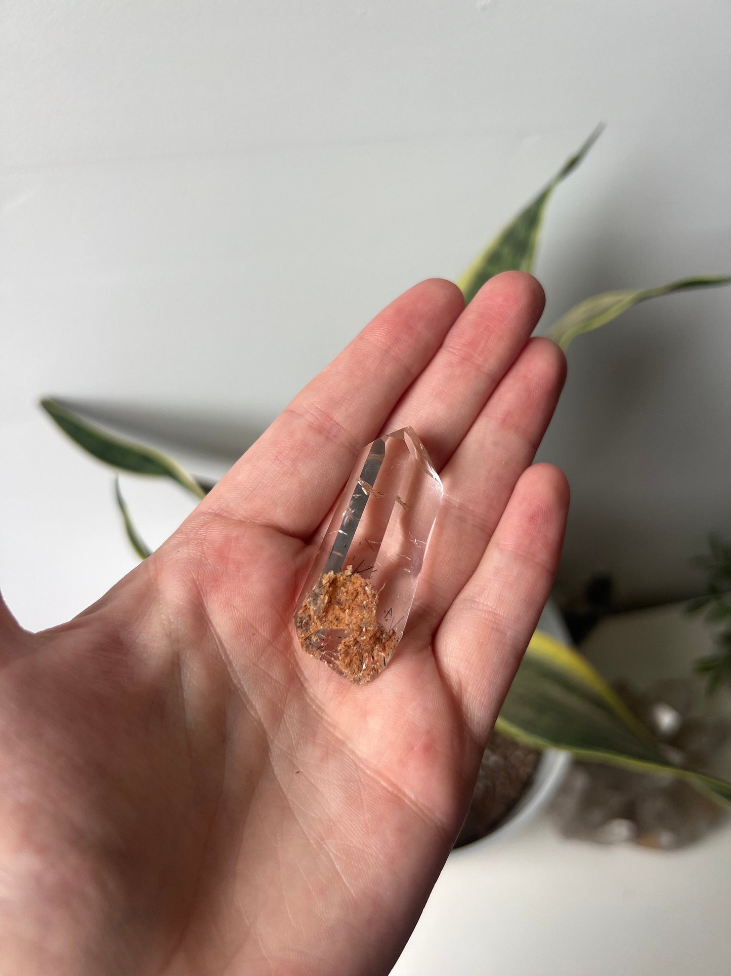 AAA Garden Quartz Point with Black Rutile Inclusions from Brazil