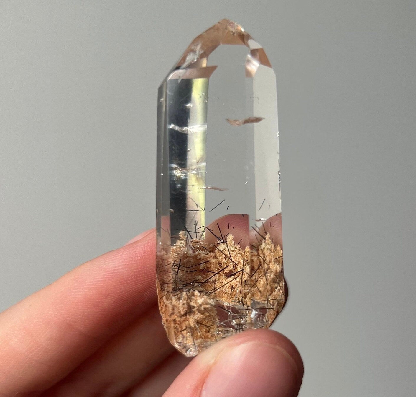 AAA Garden Quartz Point with Black Rutile Inclusions from Brazil