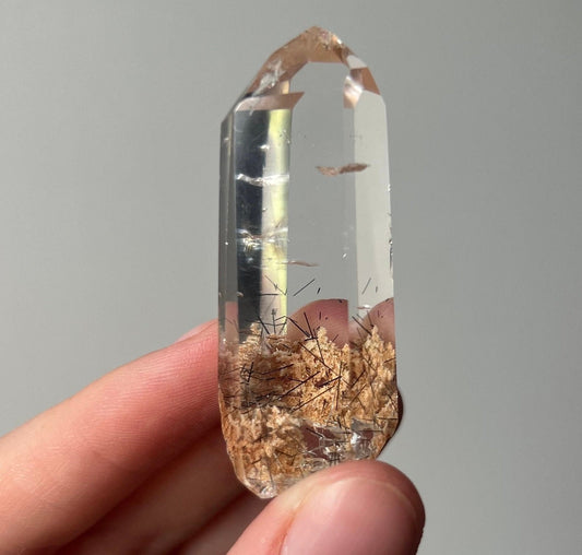 AAA Garden Quartz Point with Black Rutile Inclusions from Brazil