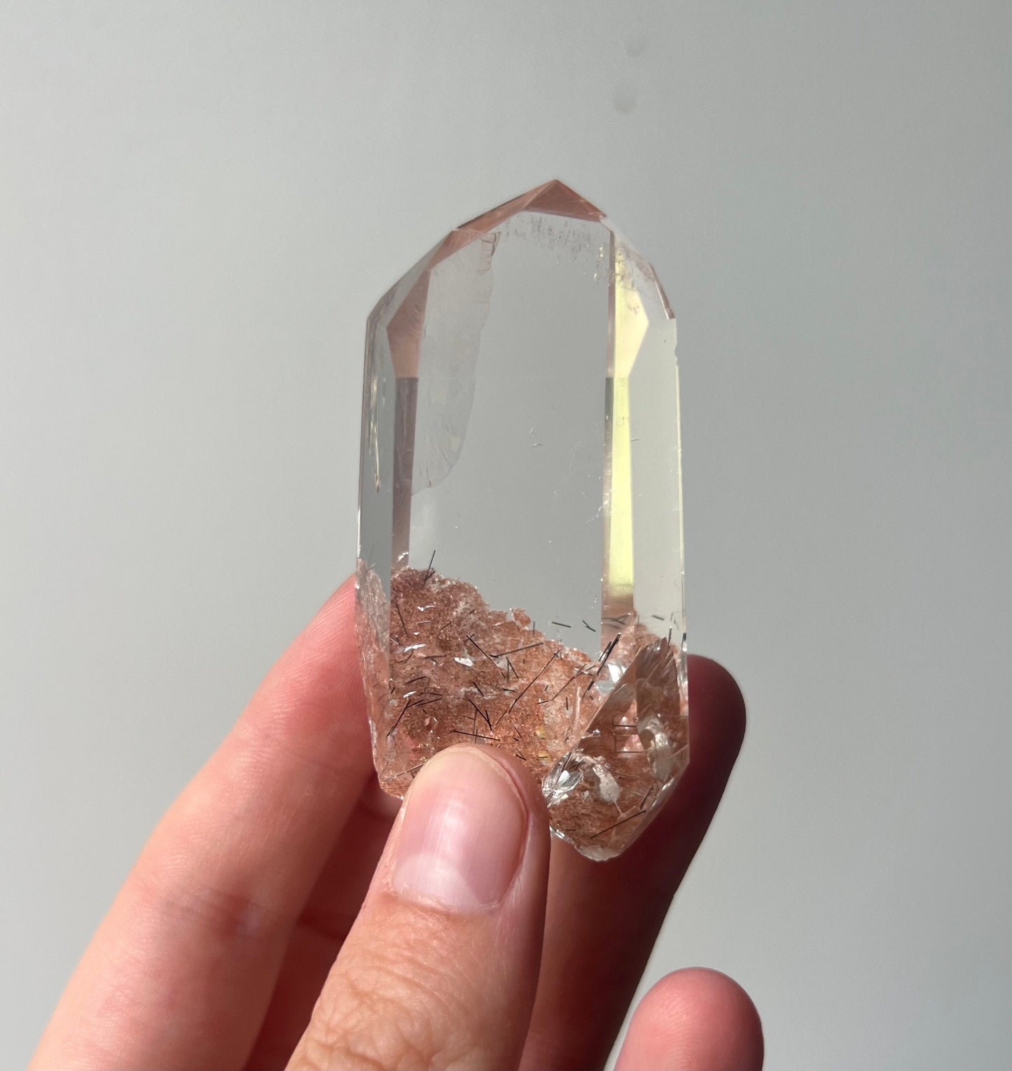 AAA Garden Quartz Point with Black Rutile Inclusions from Brazil