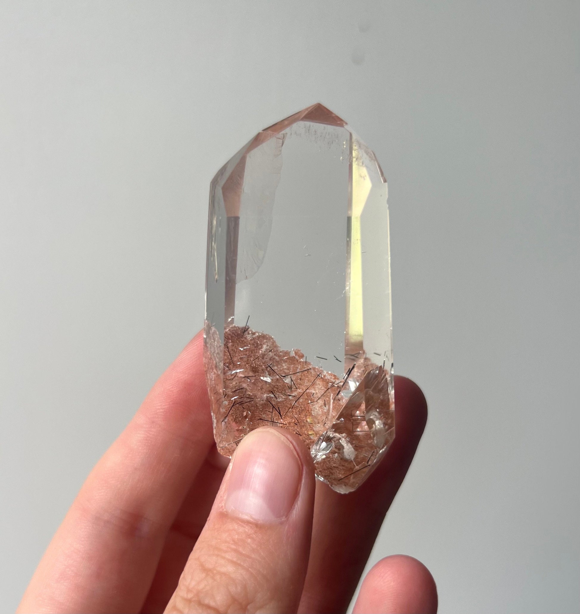 AAA Garden Quartz Point with Black Rutile Inclusions from Brazil