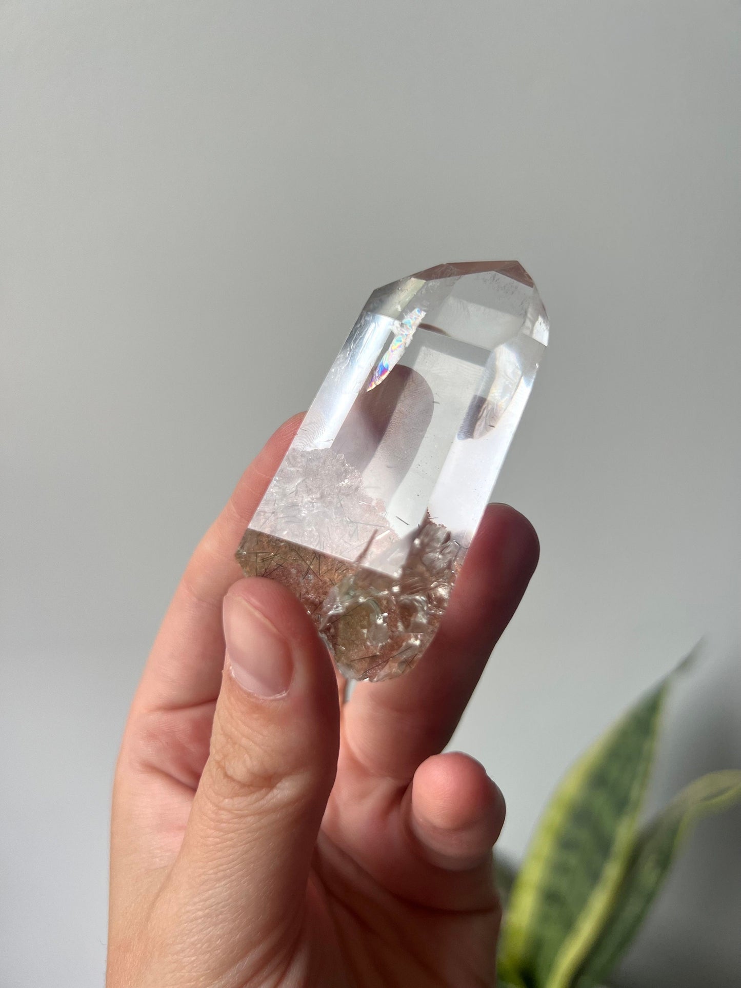 AAA Garden Quartz Point with Black Rutile Inclusions from Brazil
