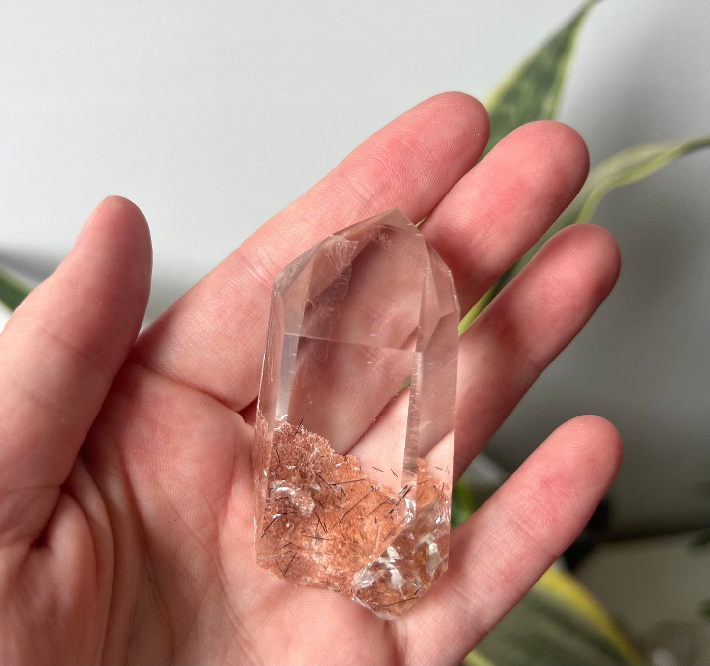 AAA Garden Quartz Point with Black Rutile Inclusions from Brazil