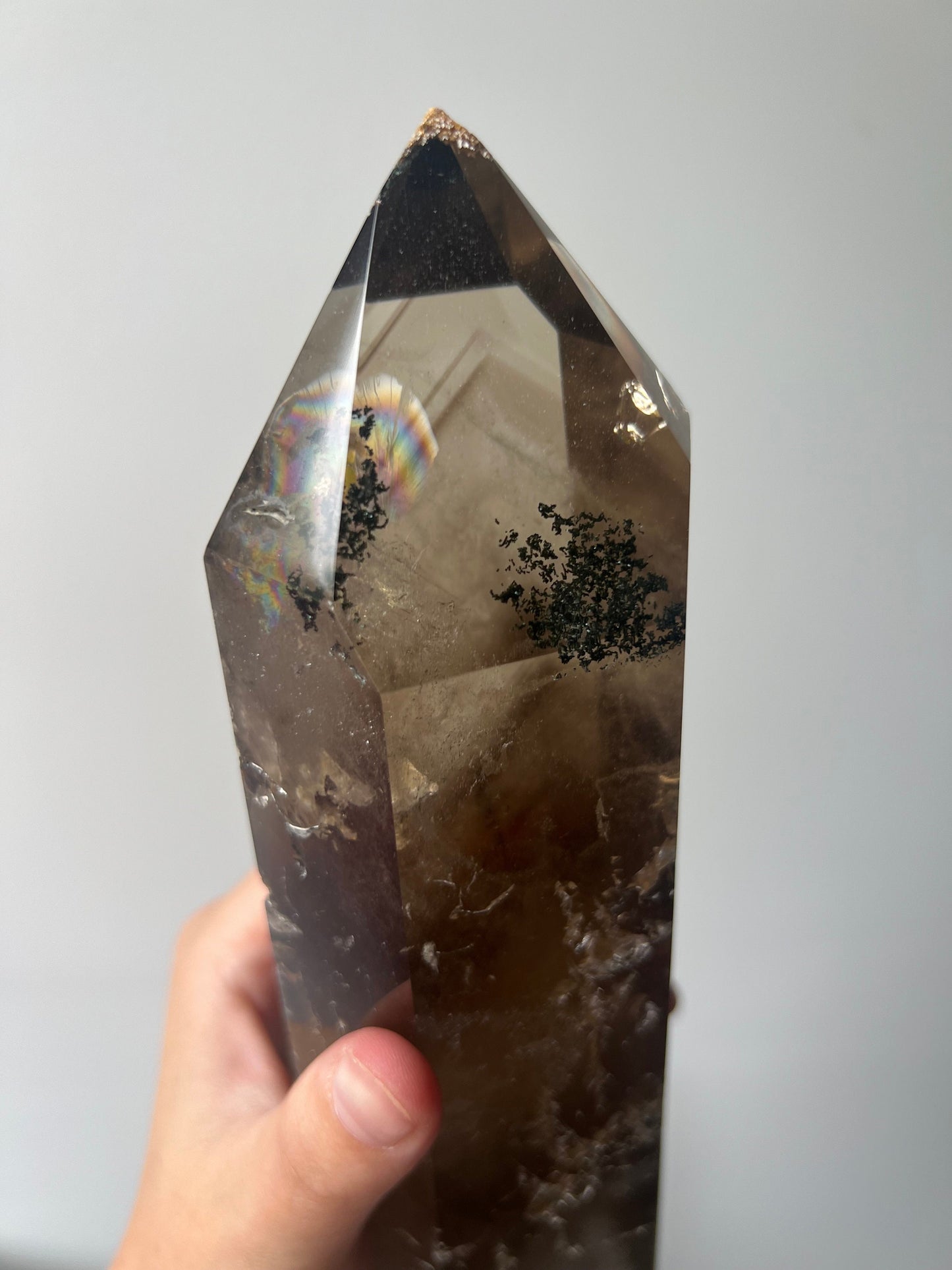 Gorgeous Large Smoky Quartz Tower with Dentritic Garden & Phantoms from Brazil (1.314kg)