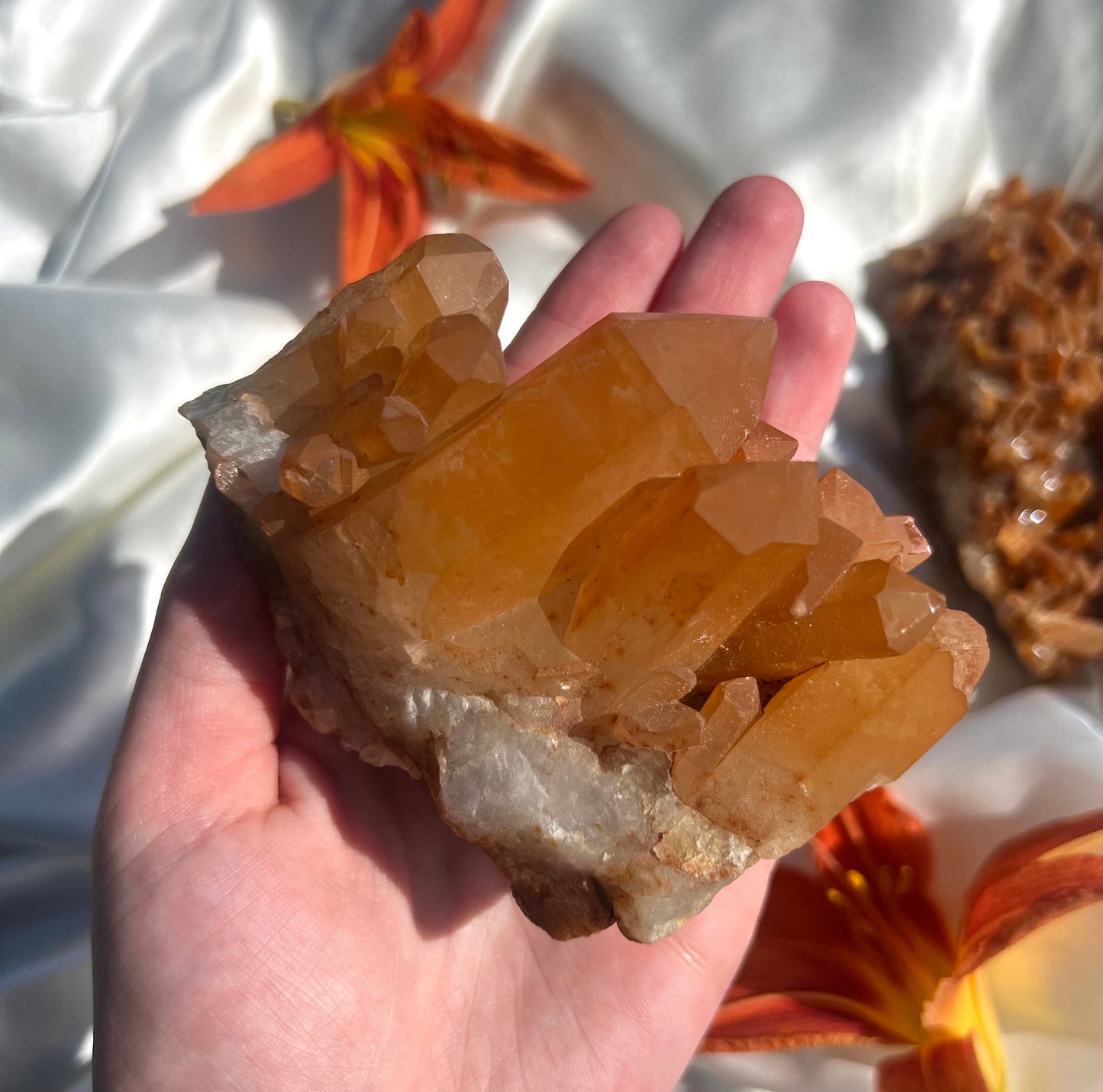 Tangerine Quartz Cluster | Raw Tangerine Quartz Cluster from Brazil