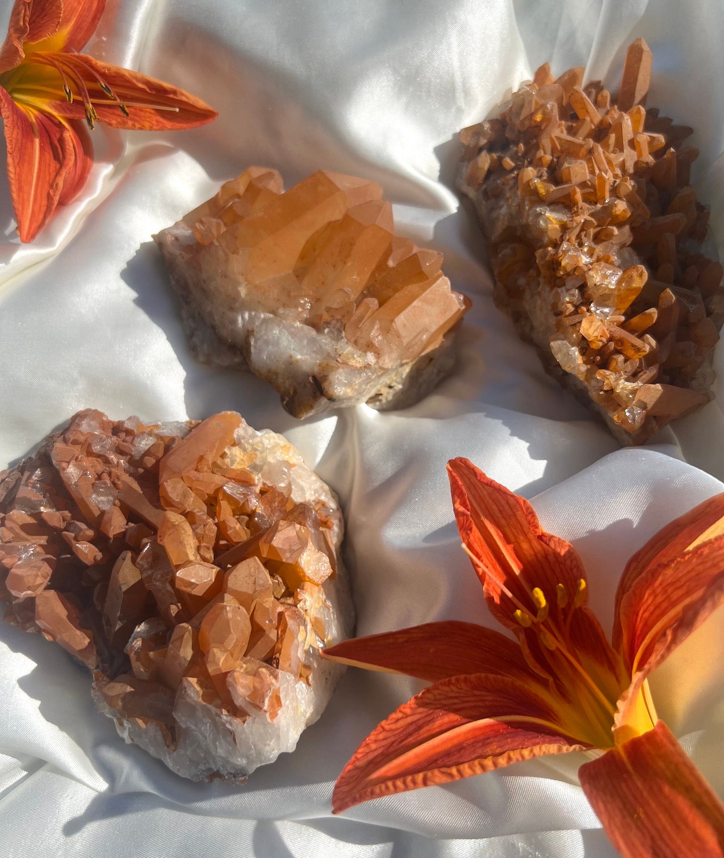 Tangerine Quartz Cluster | Raw Tangerine Quartz Cluster from Brazil