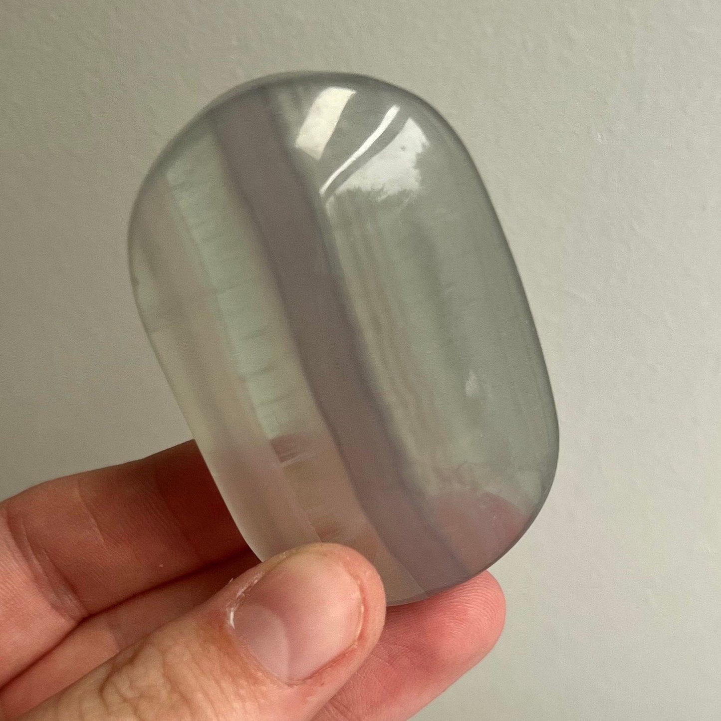 Beautiful Clear Fluorite Palm Stone | Banded Candy Fluorite Palm