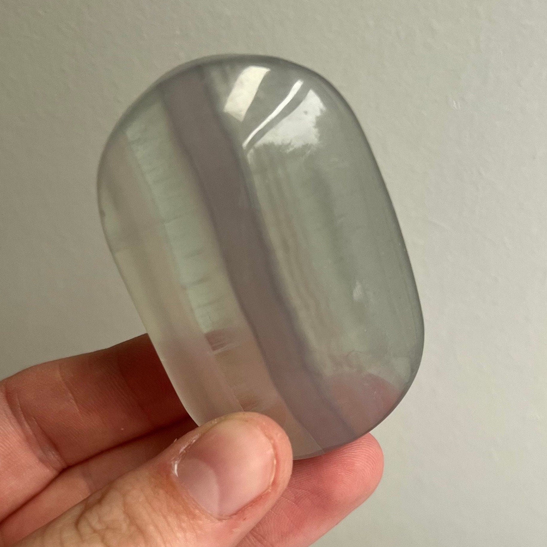 Beautiful Clear Fluorite Palm Stone | Banded Candy Fluorite Palm