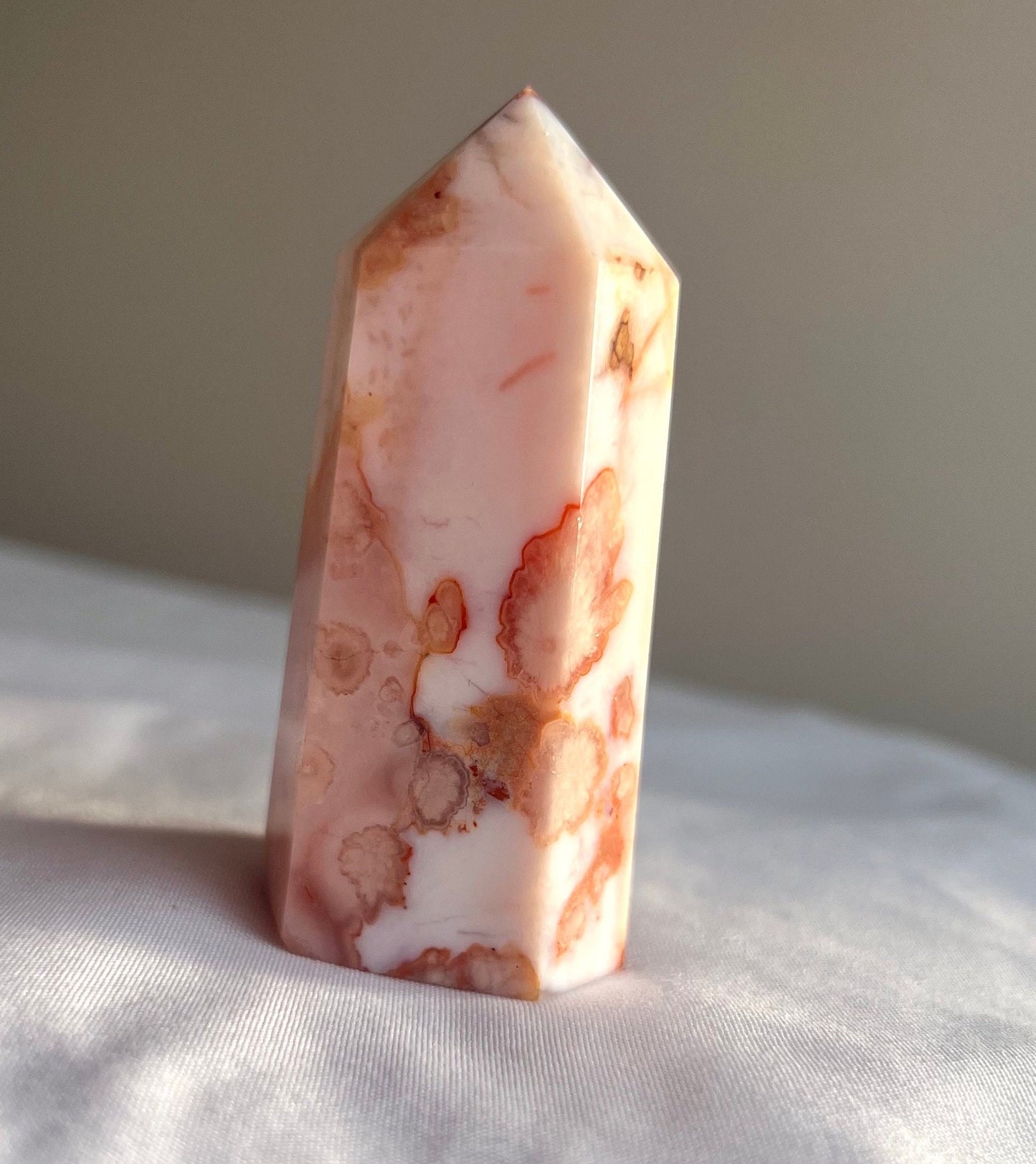 Gorgeous Carnelian Flower Agate Tower Carving