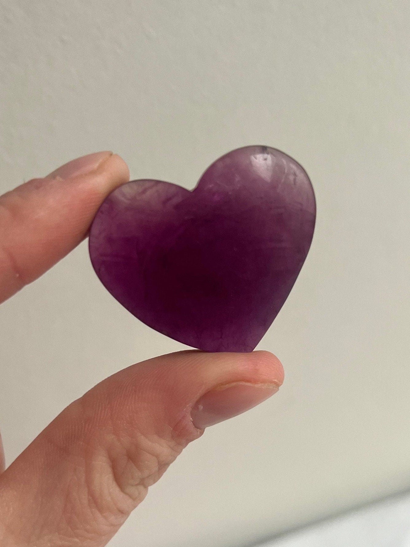 Purple Candy Fluorite Heart Carving | Hand-Carved Heart