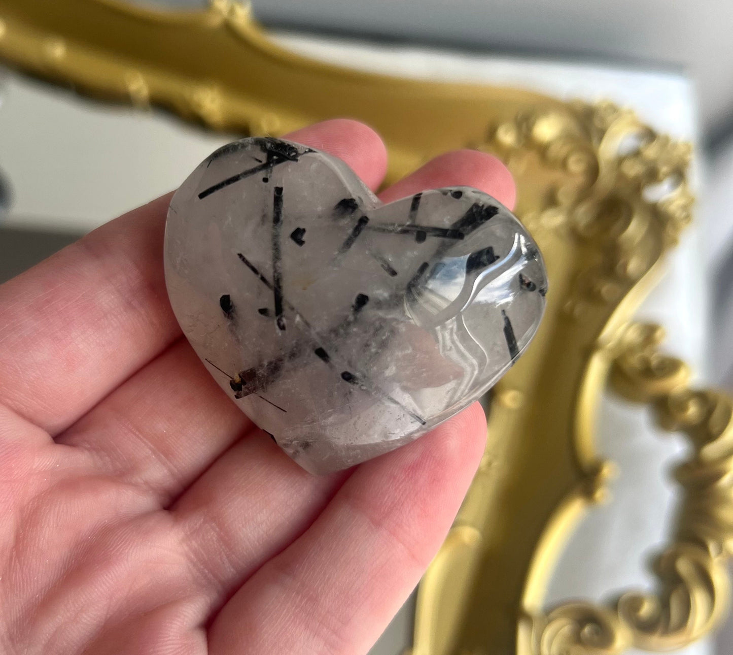 Tourmaline in Quartz Puffy Heart Carvings | Tourmalated Quartz Heart You Choose