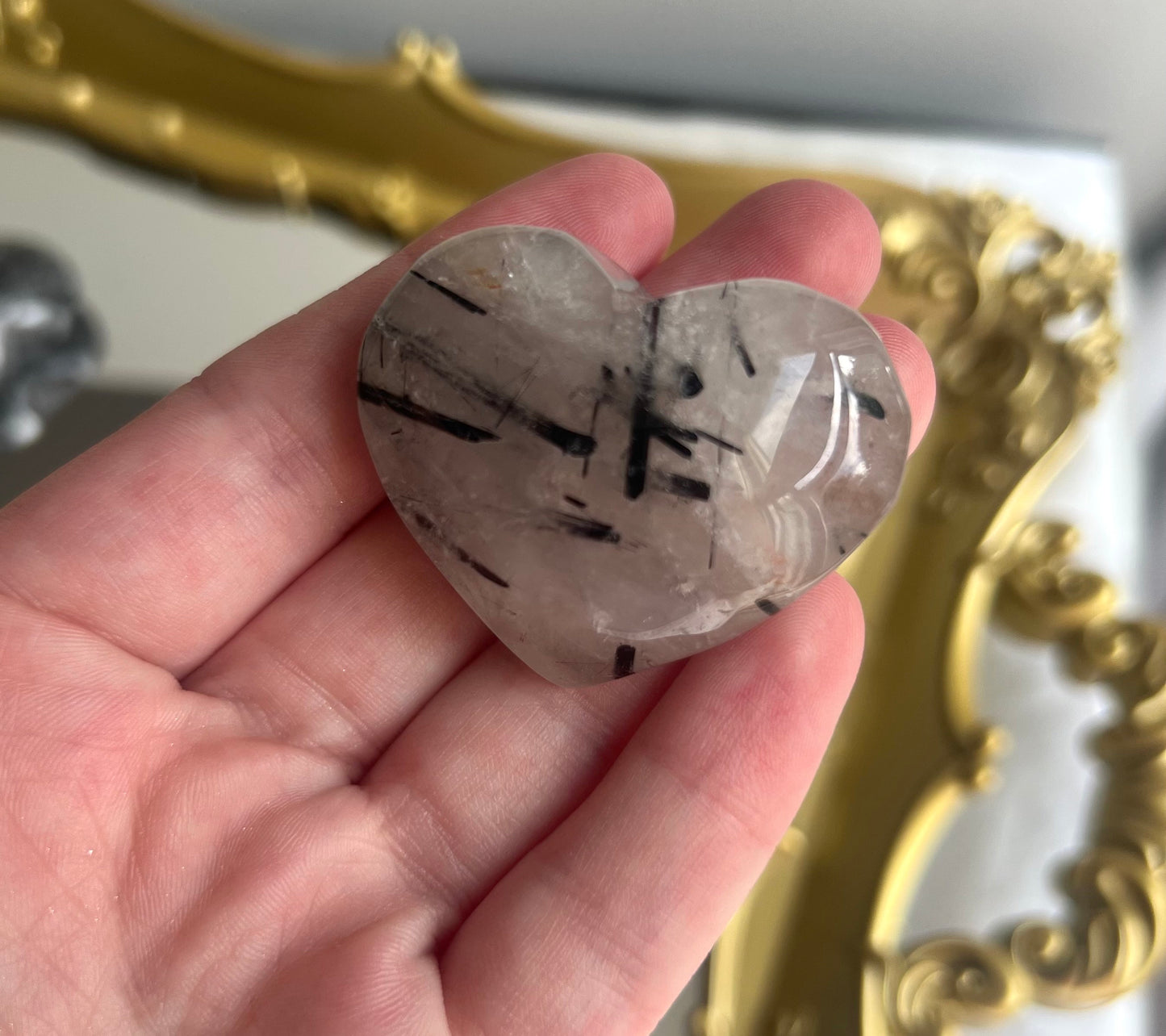 Tourmaline in Quartz Puffy Heart Carvings | Tourmalated Quartz Heart You Choose