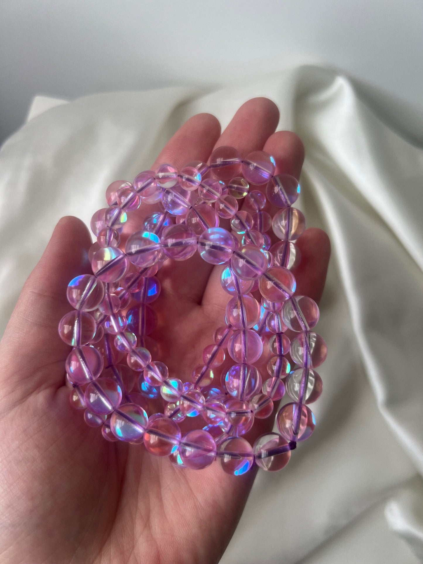 Aura Clear Quartz Bracelets 10mm & 5mm beads High Quality Clear Quartz Handmade Gemstone Bracelet Healing Crystals Jewelry Gift for her