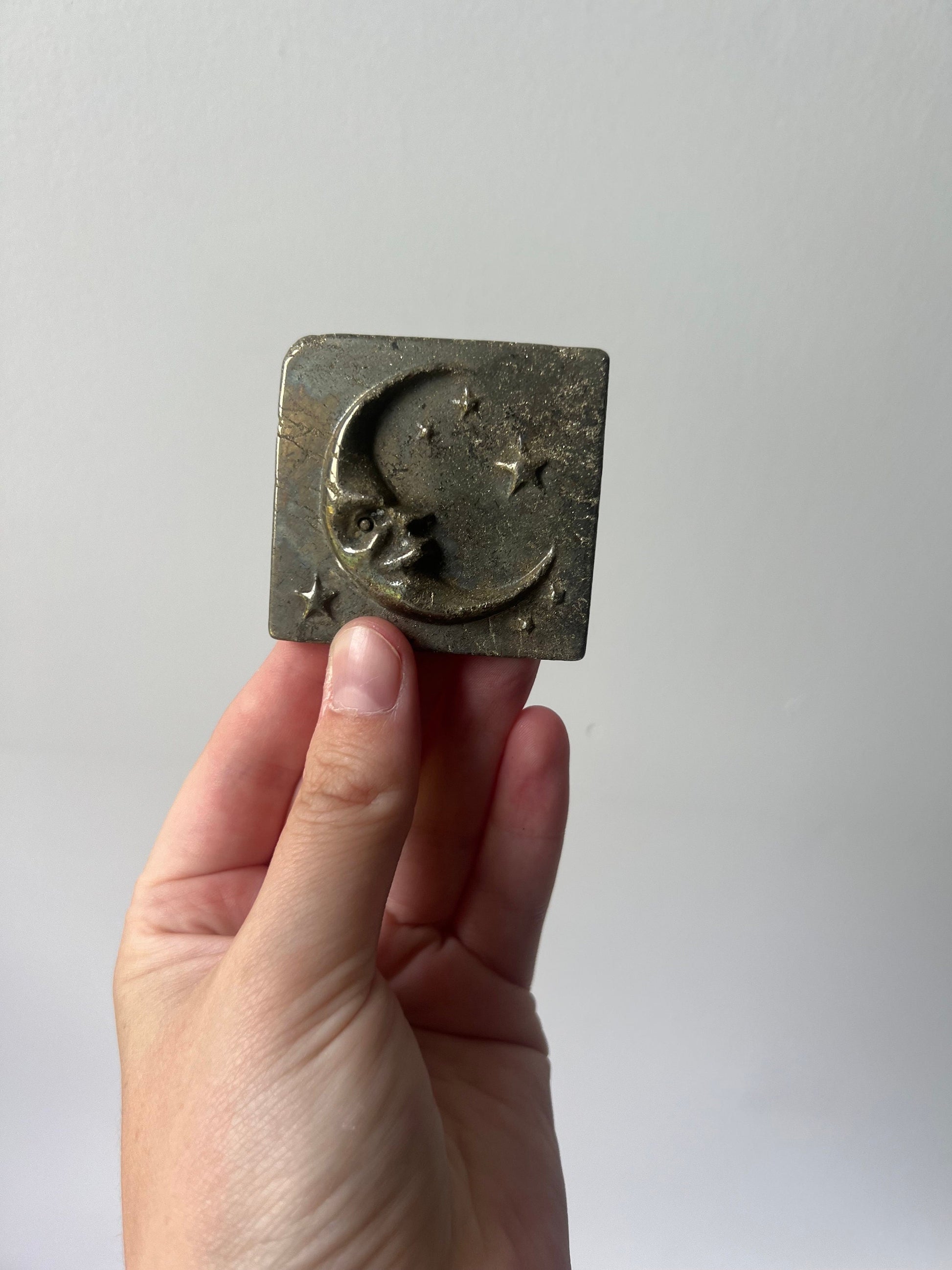 Gorgeous Pyrite Moon & Stars Carving from Peru