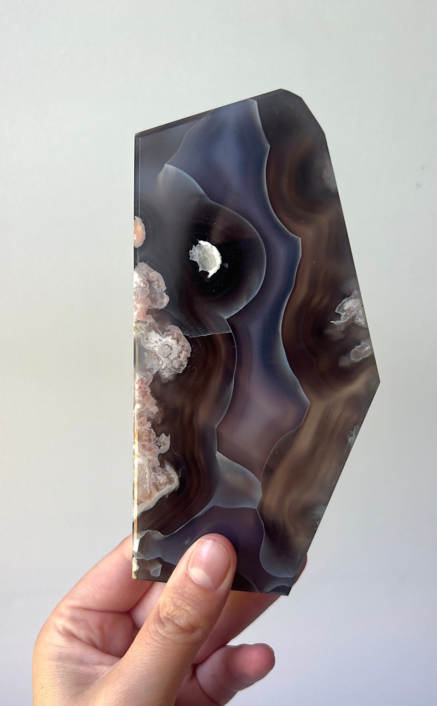 High Quality Blue Flower Agate Slab | AAA Blue and Black Flower Agate Slice