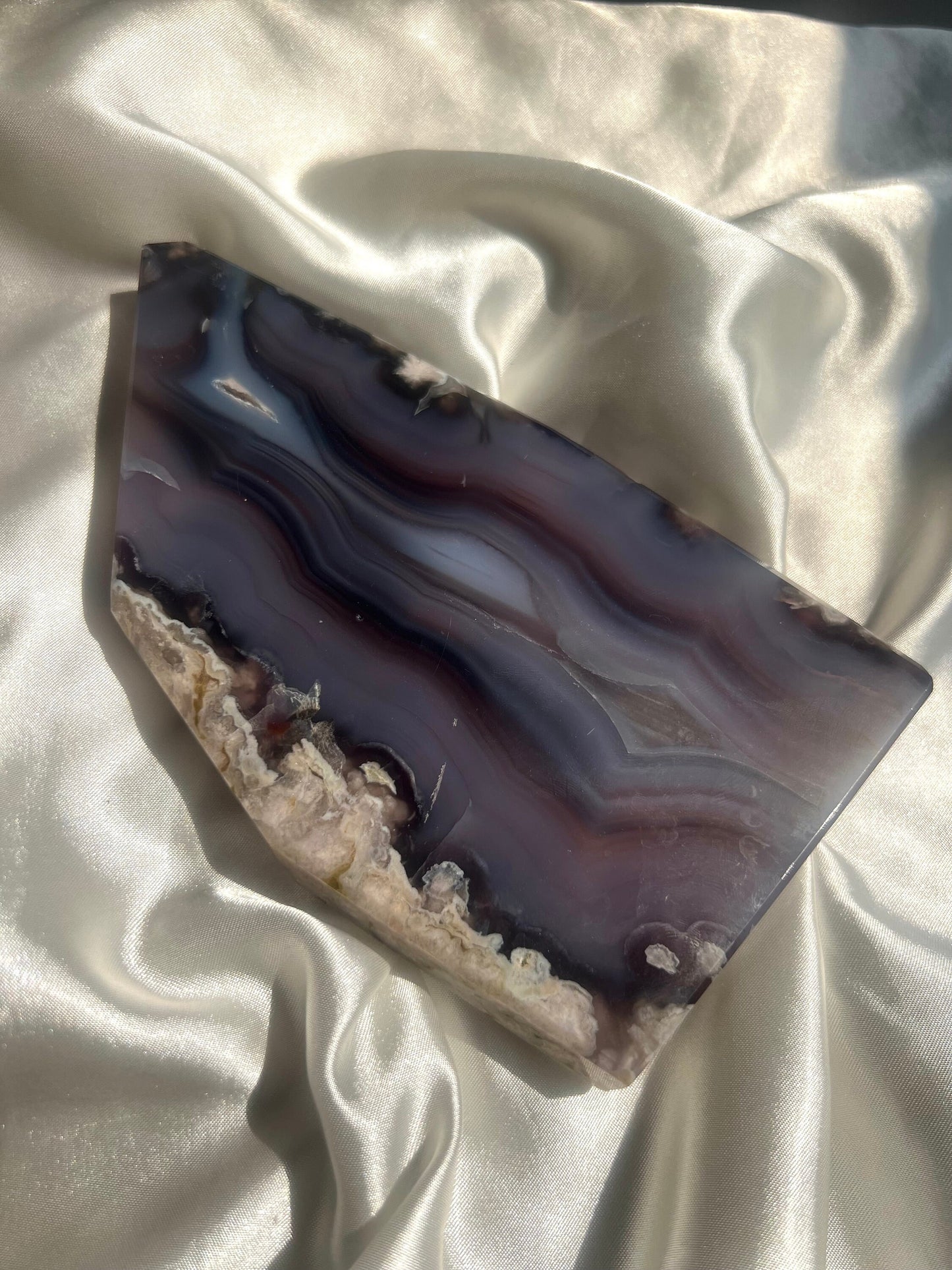 High Quality Blue Flower Agate Slab | AAA Blue and Black Flower Agate Slice