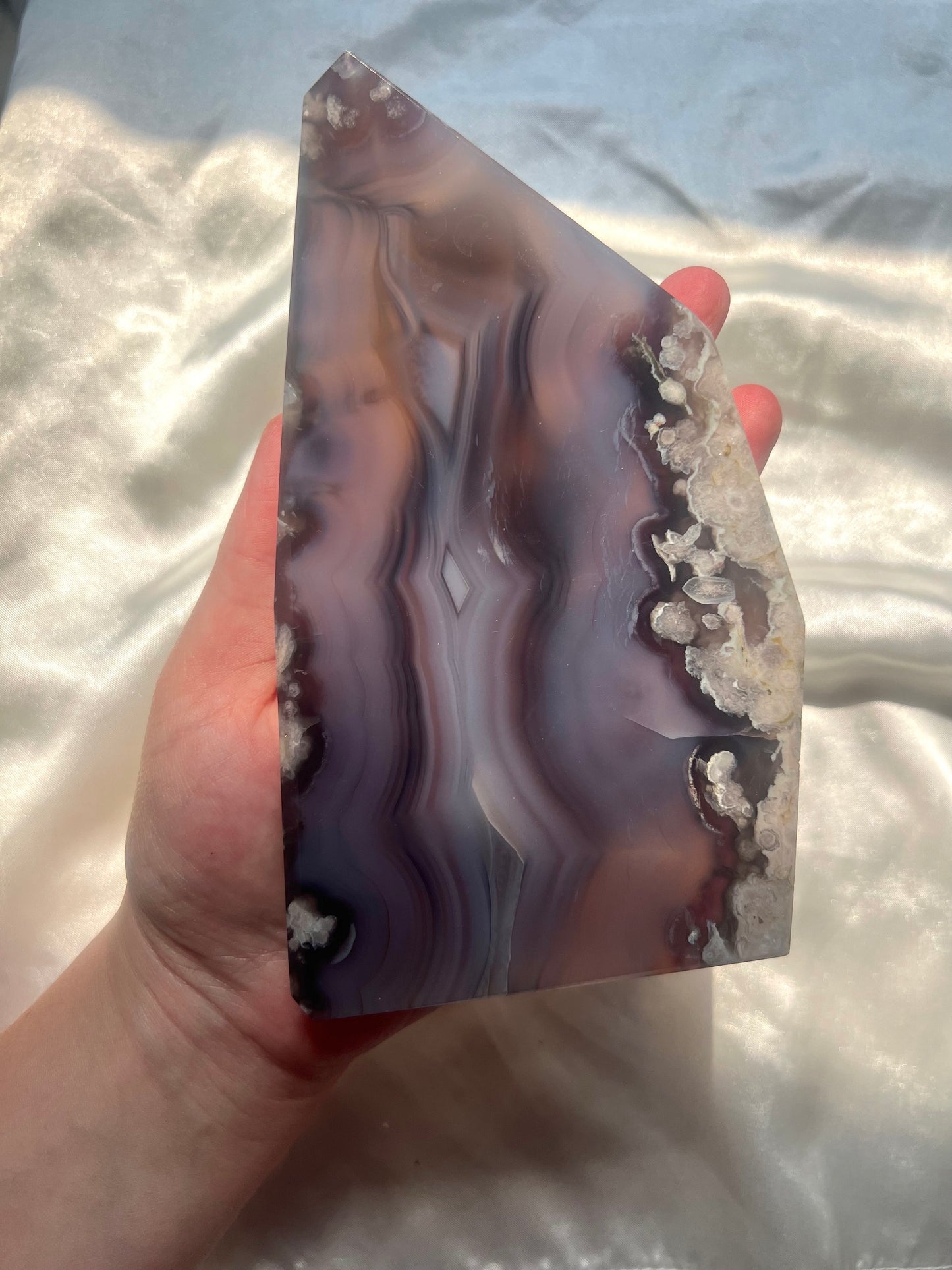 High Quality Blue Flower Agate Slab | AAA Blue and Black Flower Agate Slice