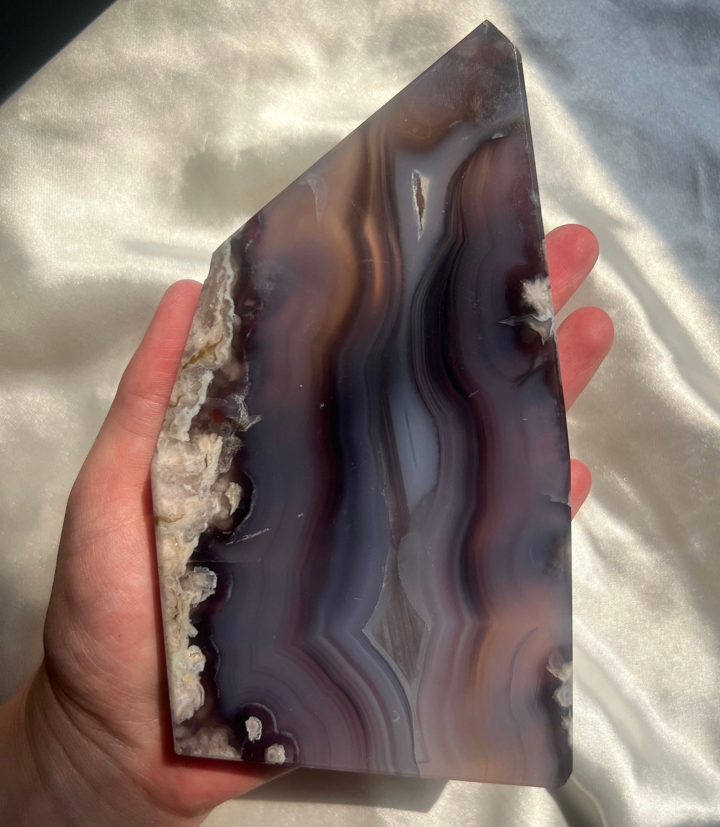 High Quality Blue Flower Agate Slab | AAA Blue and Black Flower Agate Slice