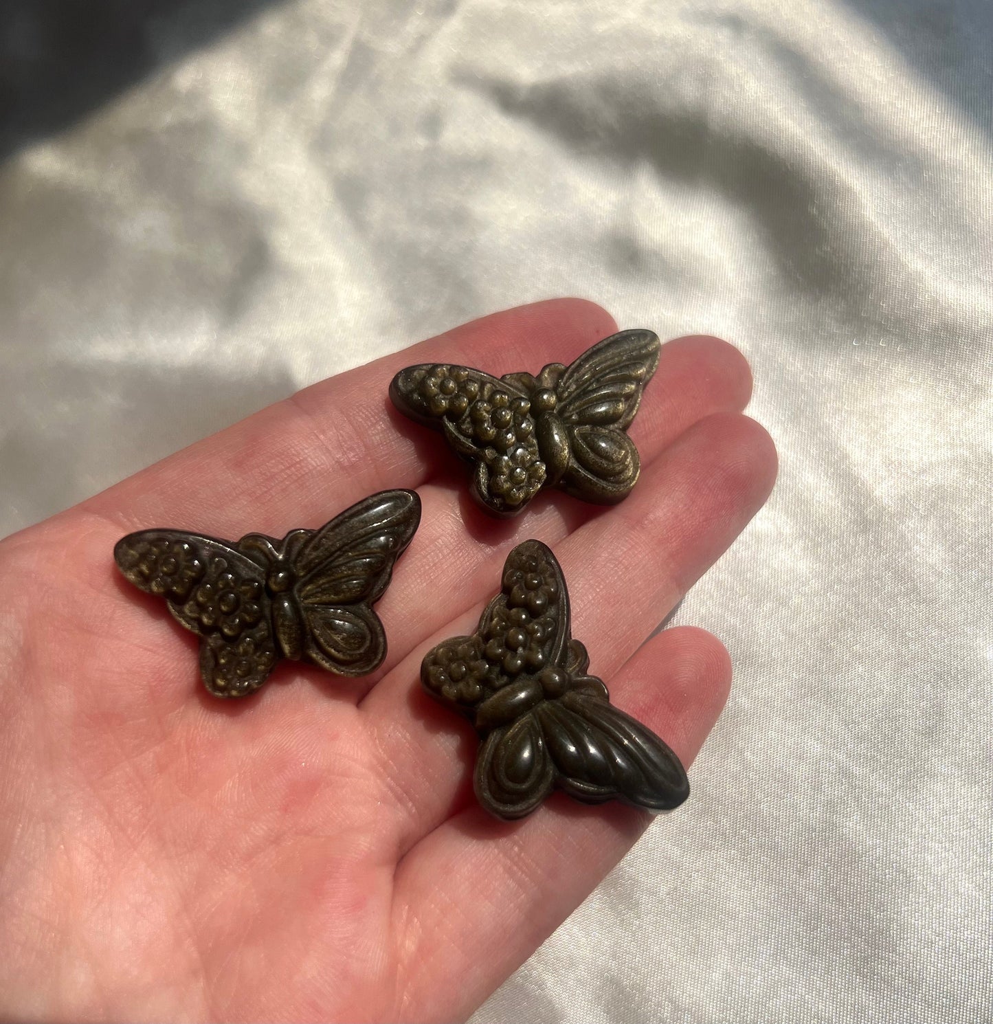 Gold Sheen Obsidian Small Butterfly Carvings