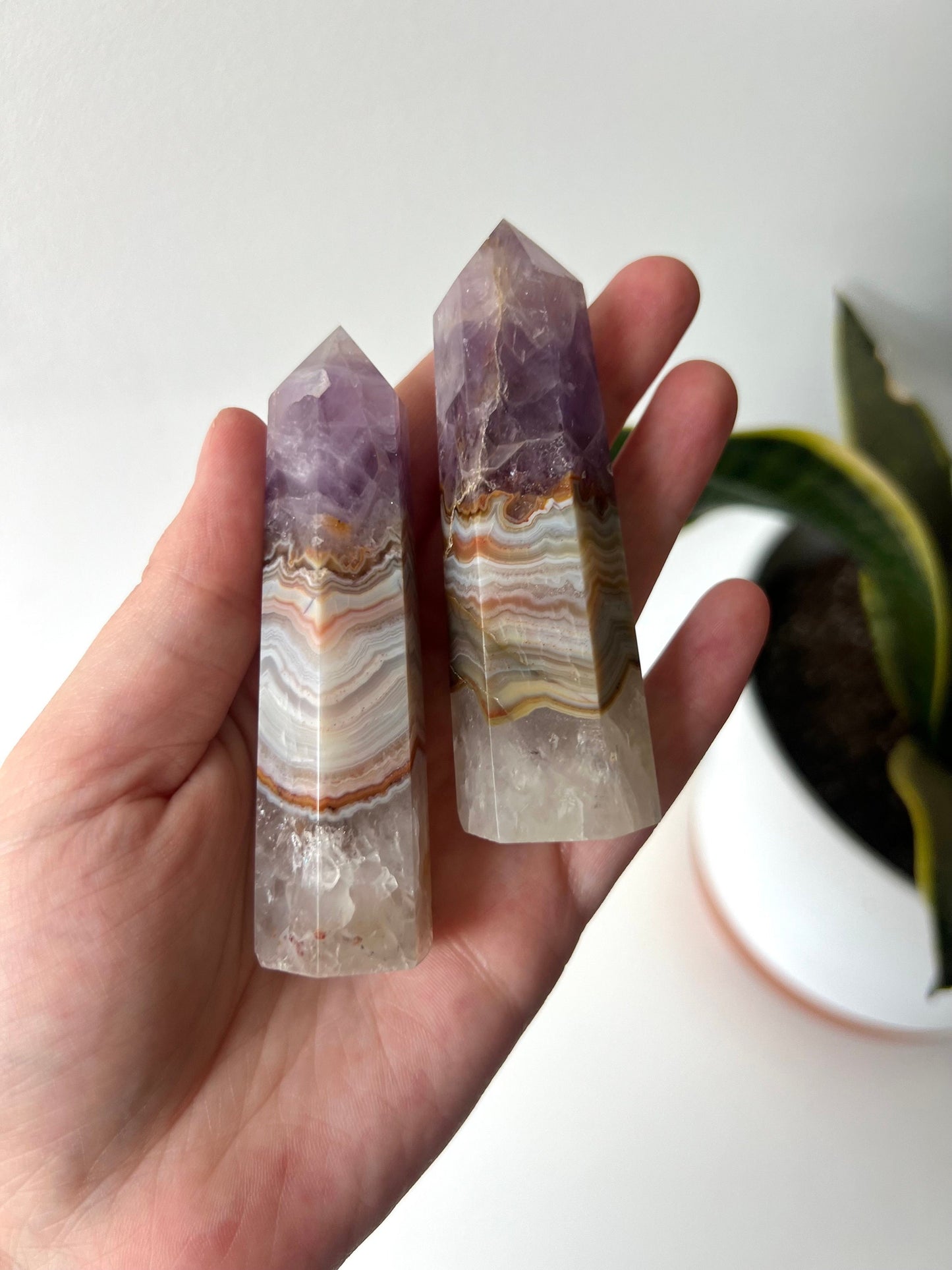 Beautiful Banded Lace Agate Amethyst Tower