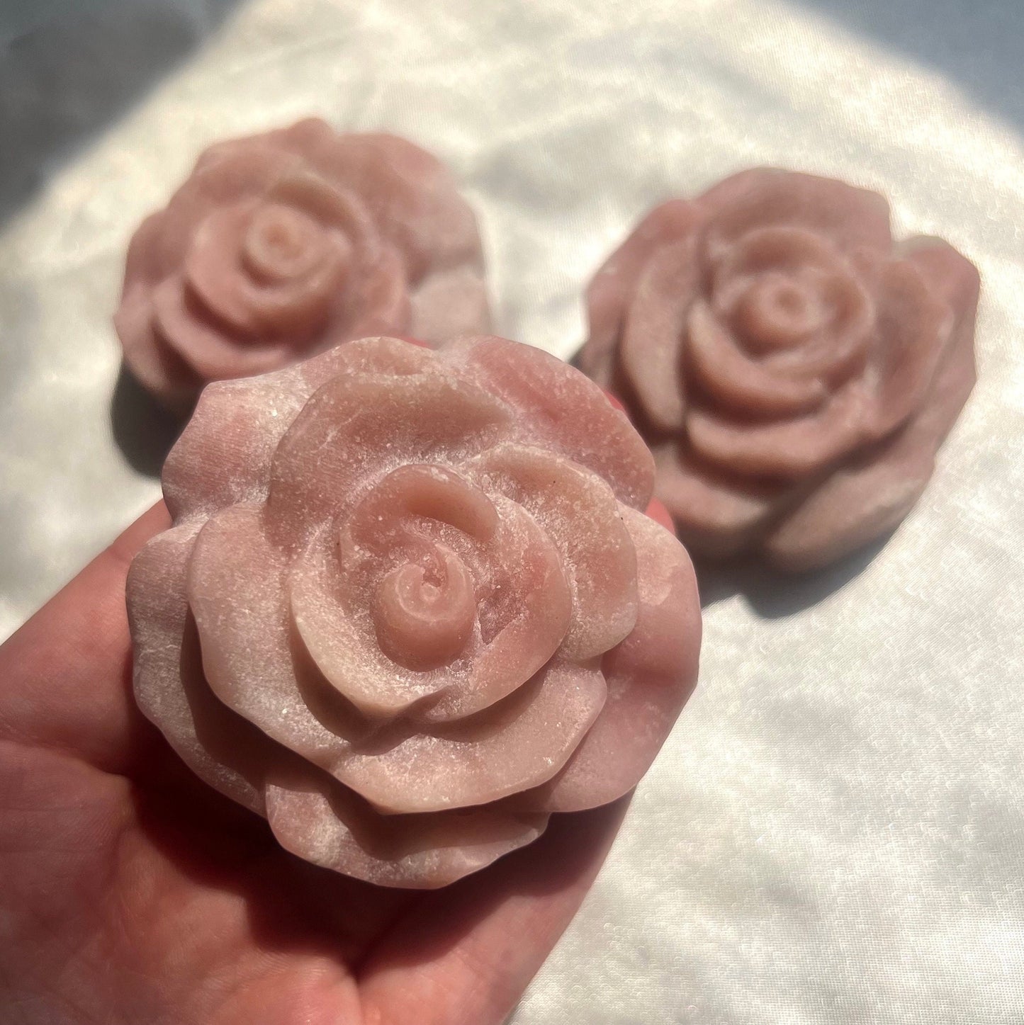 Gorgeous Pink Opal Rose Carvings | Crystal Rose