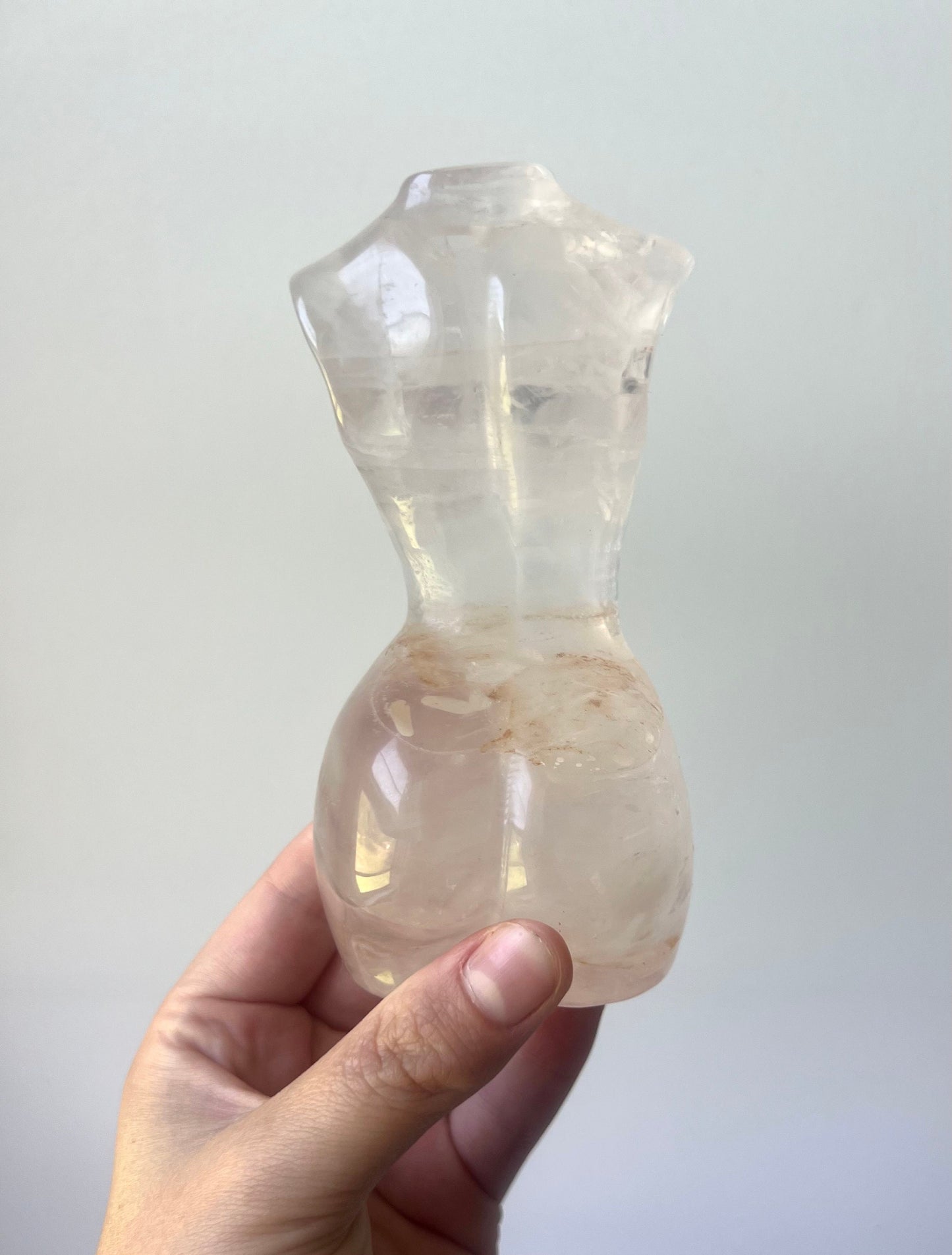 XL Stunning Rose Quartz Goddess Carving | Transparent Rose Quartz Lady Body Statue Female Torso