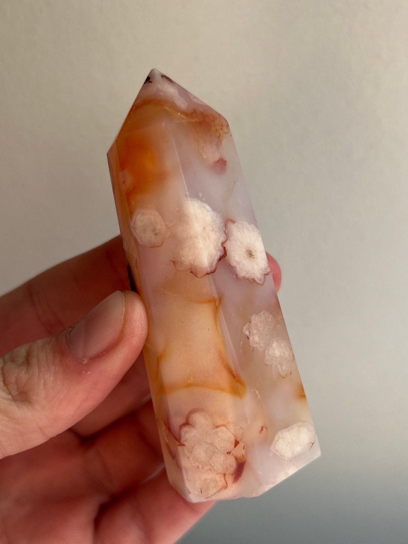Gorgeous Carnelian Flower Agate Tower Carving Carnelian x Flower Agate Rare