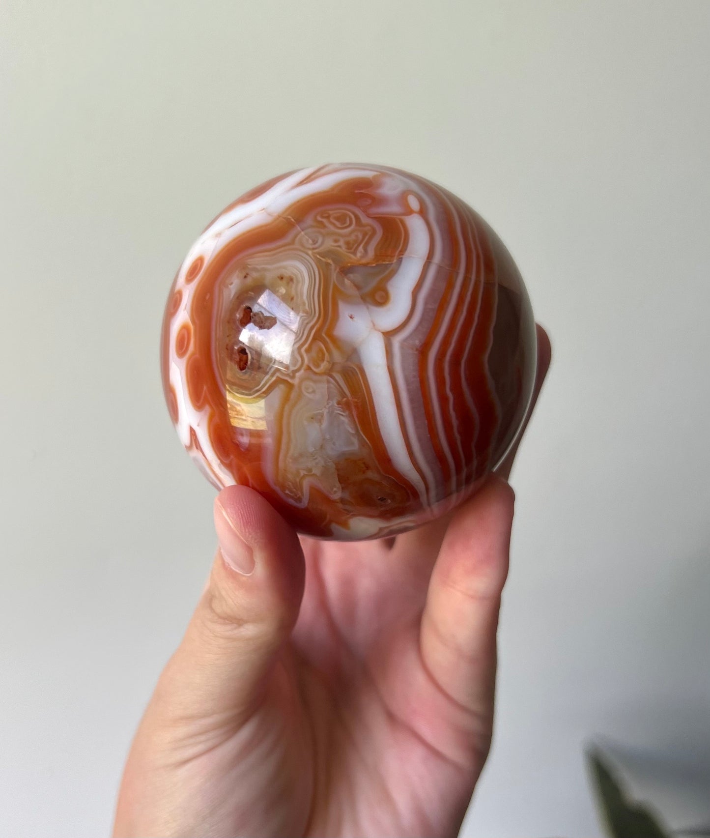 Gorgeous Banded Sardonyx Sphere Carving | Carnelian Agate Sphere