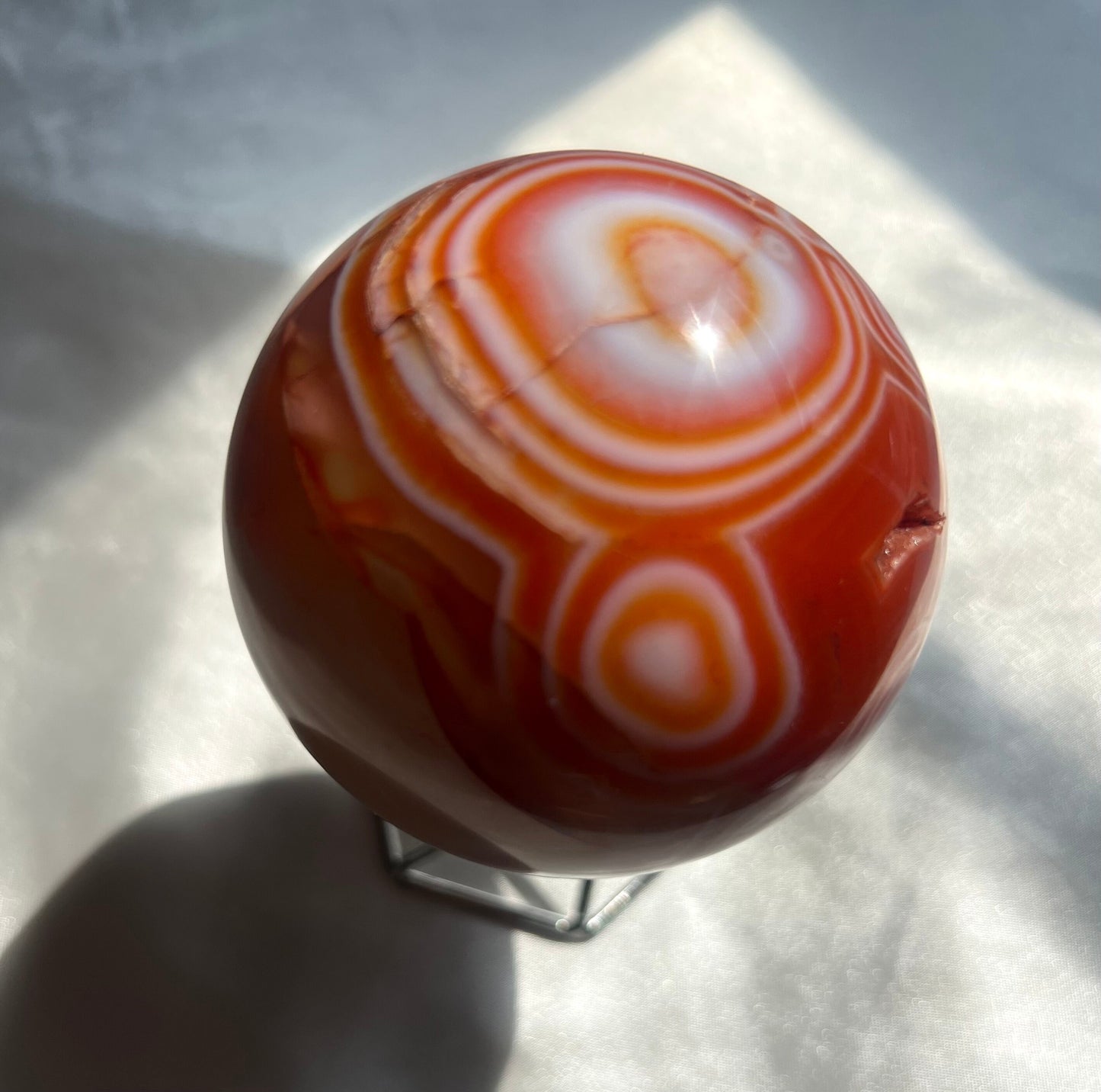 Gorgeous Banded Sardonyx Sphere Carving | Carnelian Agate Sphere