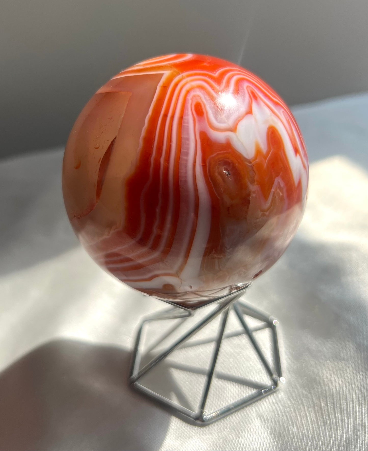 Gorgeous Banded Sardonyx Sphere Carving | Carnelian Agate Sphere