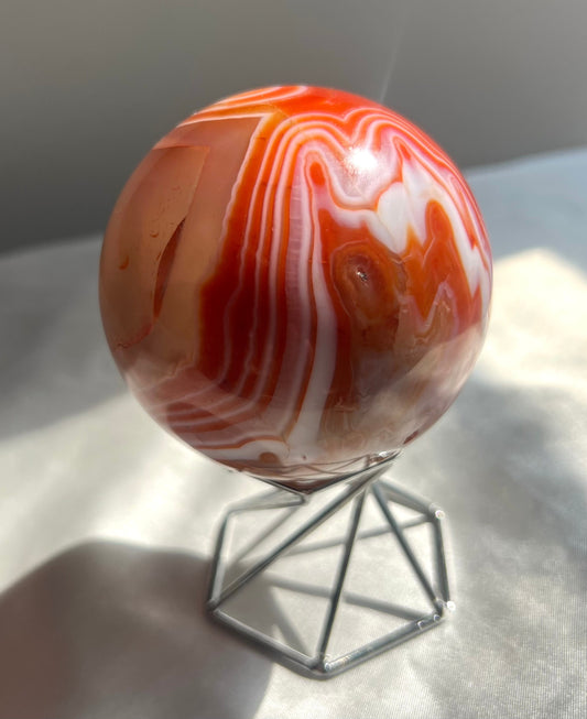 Gorgeous Banded Sardonyx Sphere Carving | Carnelian Agate Sphere