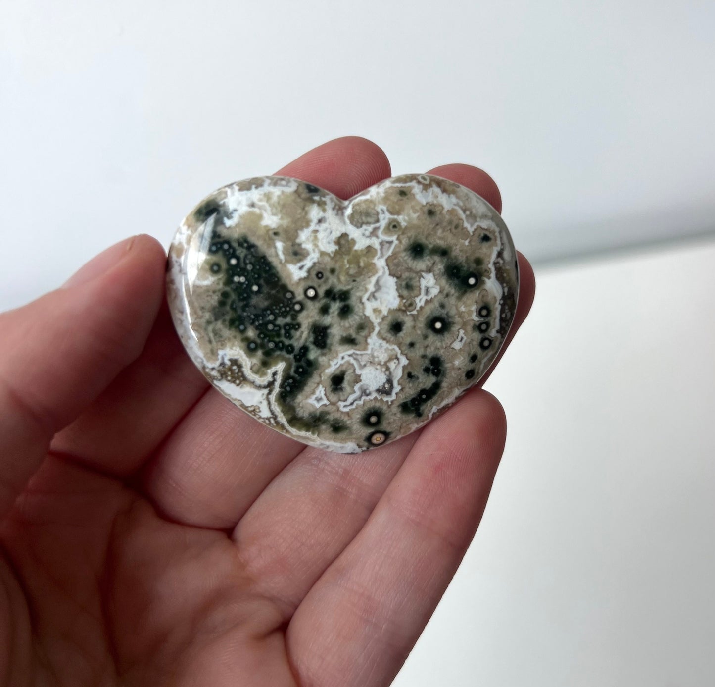 Gorgeous Veinless Ocean Jasper Heart Carving from Madagascar